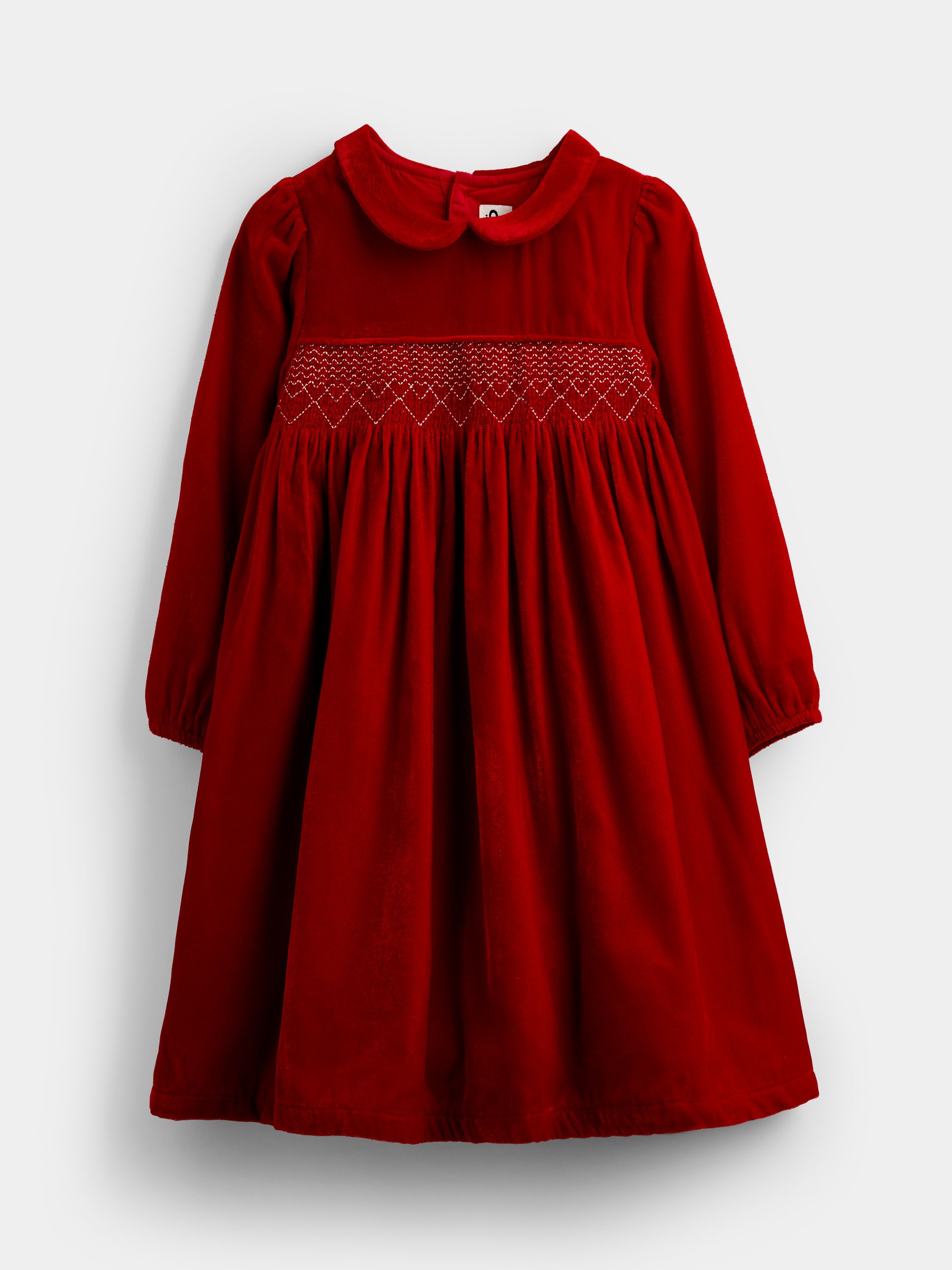 Bright Red Velvet Smocked Christmas Dress - Image 1 of 4 Bright Red Velvet Smocked Christmas Dress - Image 1 of 4