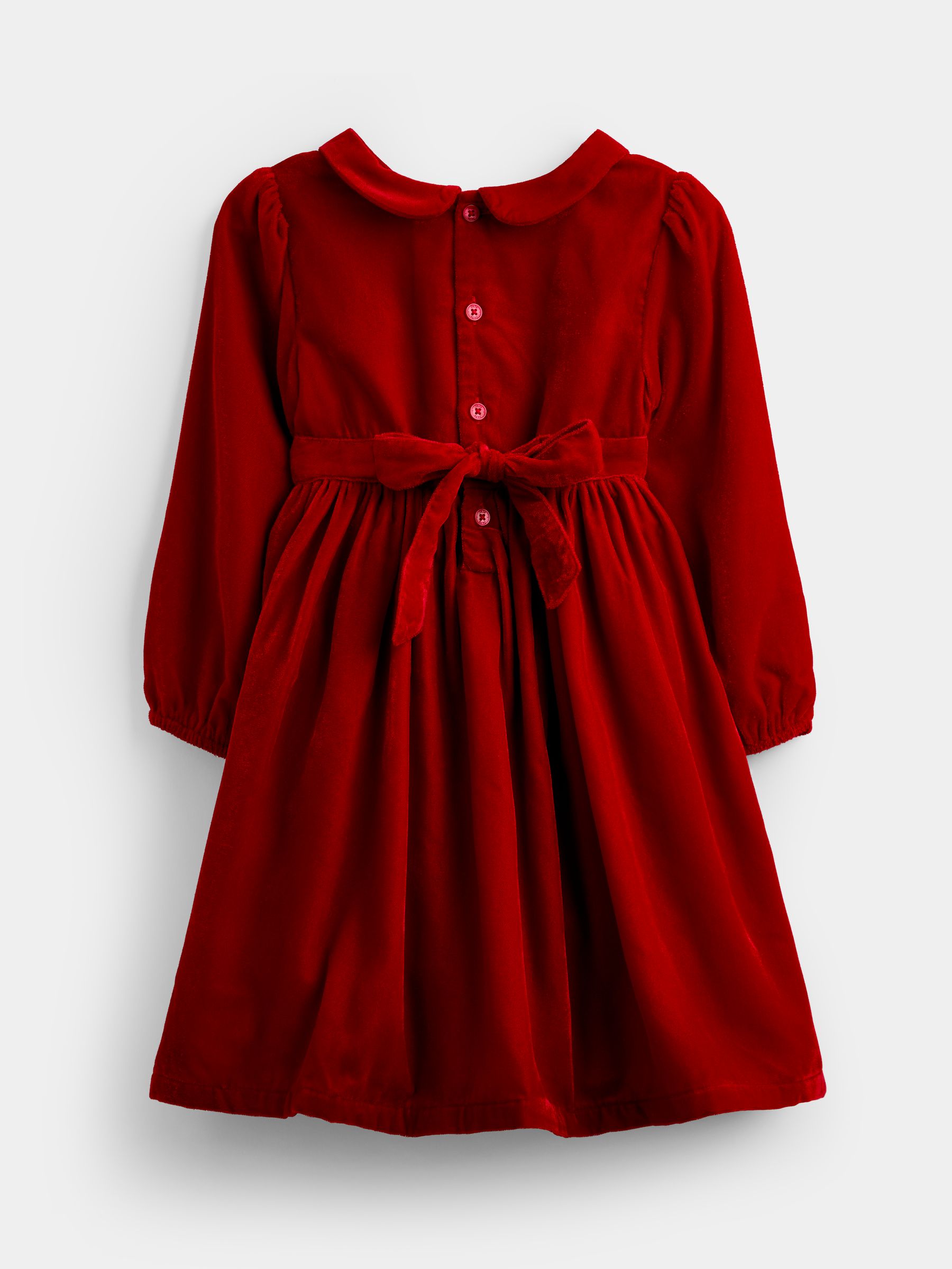 Bright Red Velvet Smocked Christmas Dress - Image 2 of 4 Bright Red Velvet Smocked Christmas Dress - Image 2 of 4