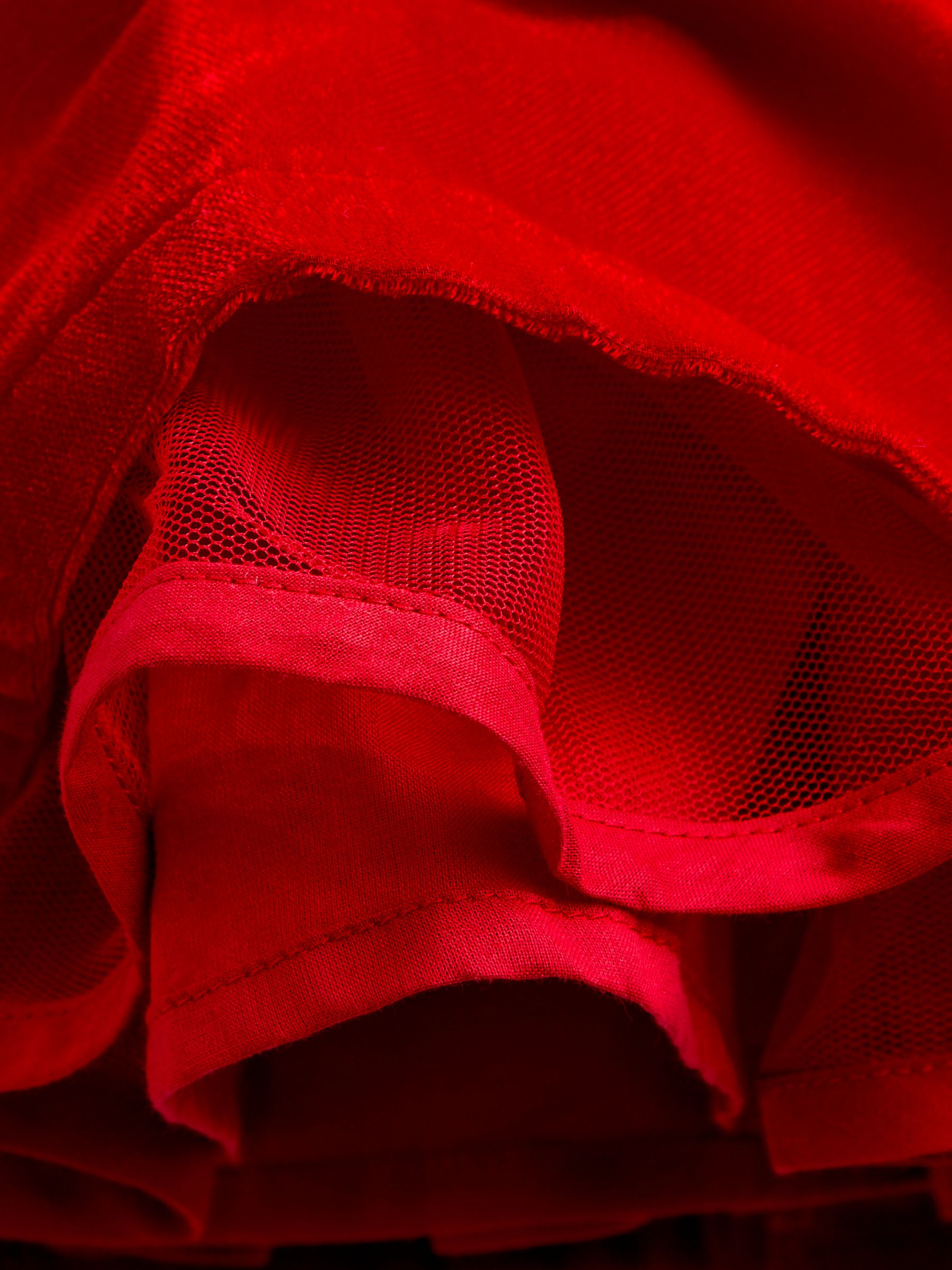 Bright Red Velvet Smocked Christmas Dress - Image 3 of 4