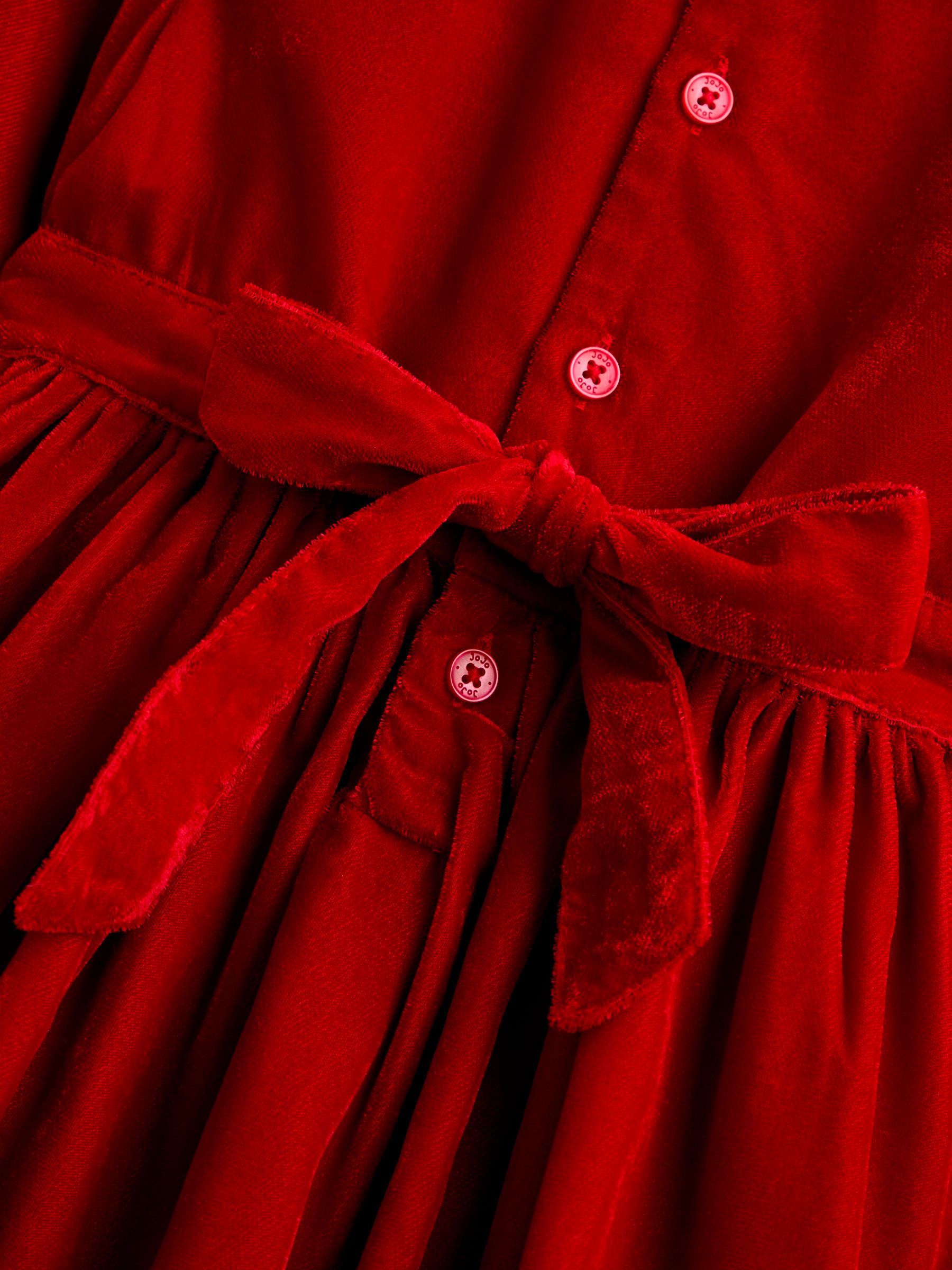 Bright Red Velvet Smocked Christmas Dress - Image 4 of 4