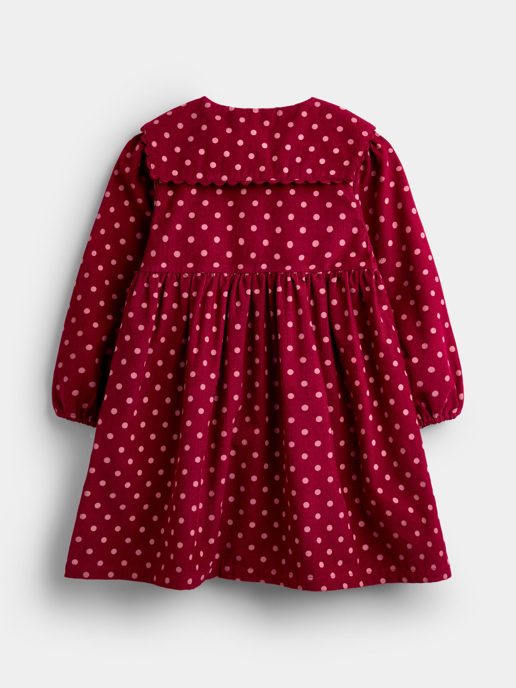 Burgundy Red Polka Dot Scarf Collar Cord Dress - Image 2 of 4 Burgundy Red Polka Dot Scarf Collar Cord Dress - Image 2 of 4