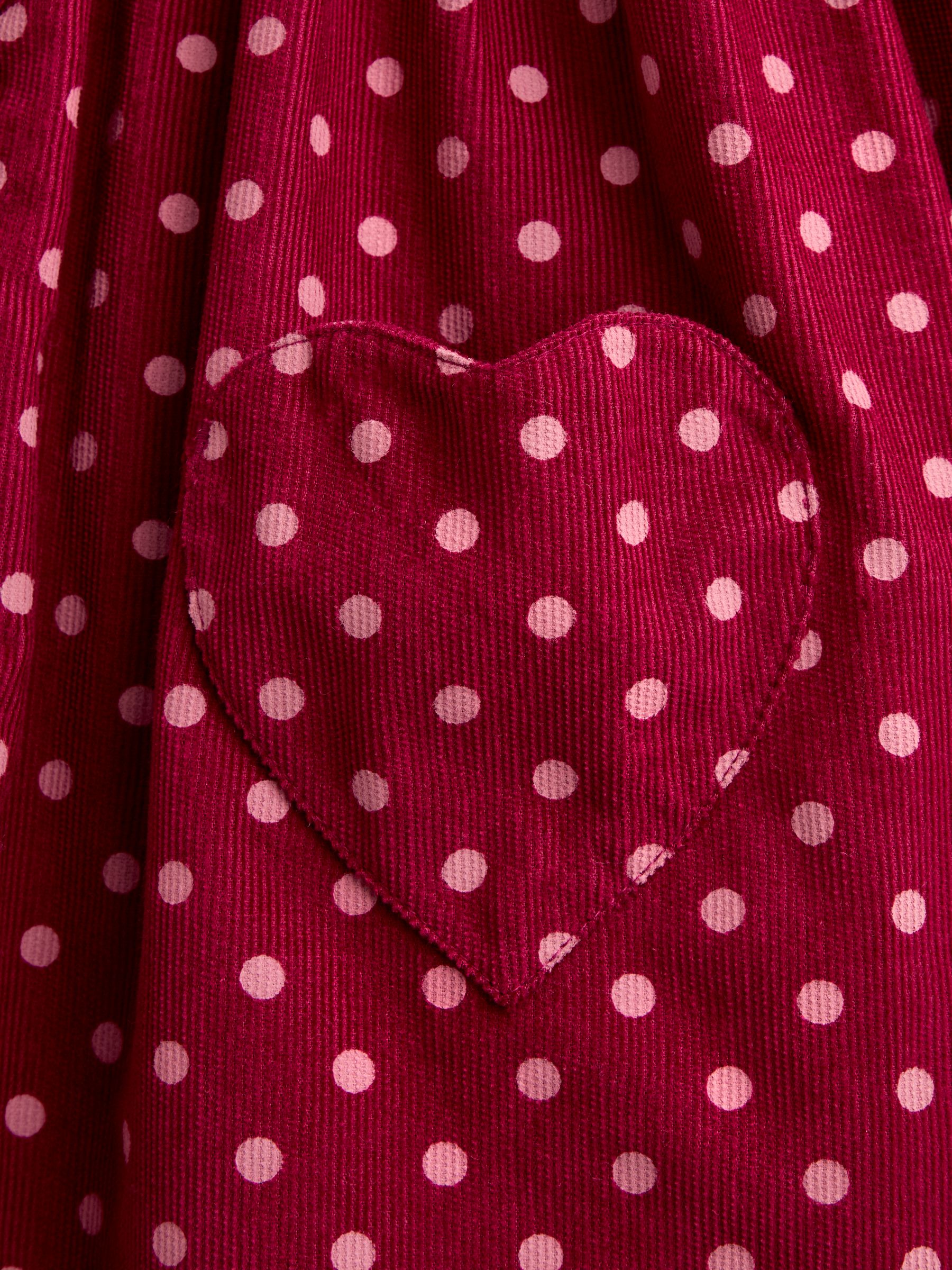 Burgundy Red Polka Dot Scarf Collar Cord Dress - Image 4 of 4 Burgundy Red Polka Dot Scarf Collar Cord Dress - Image 4 of 4