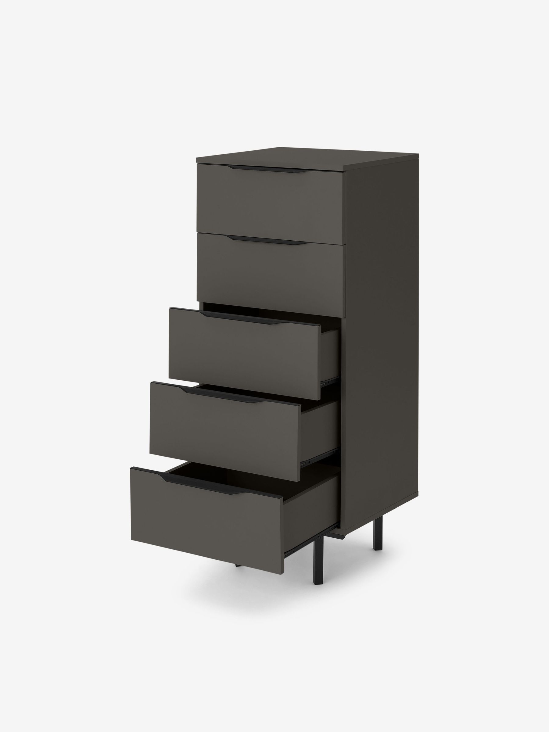 Damien Tall Chest of Drawers in Graphite Grey - Image 2 of 3