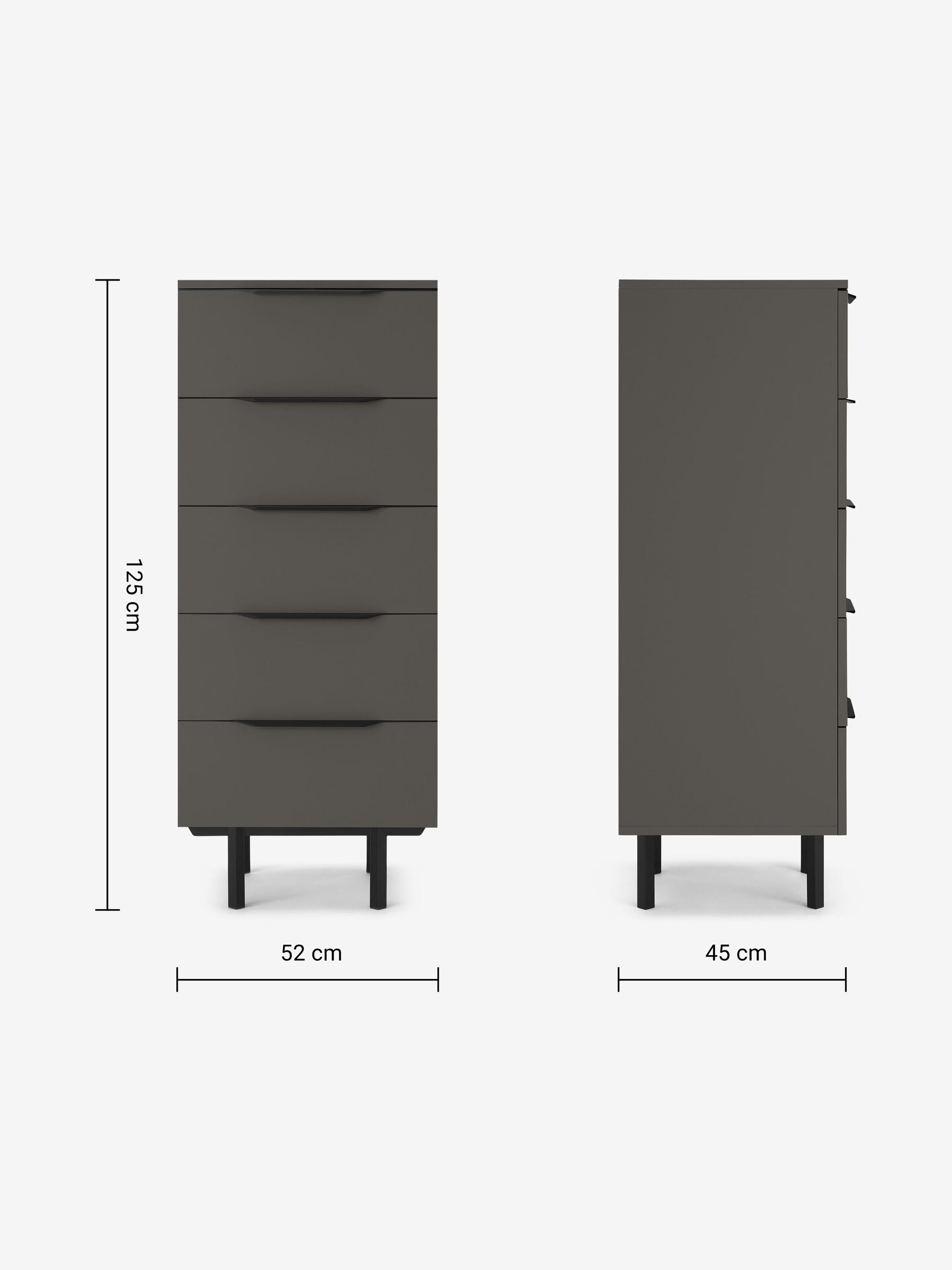 Damien Tall Chest of Drawers in Graphite Grey - Image 3 of 3