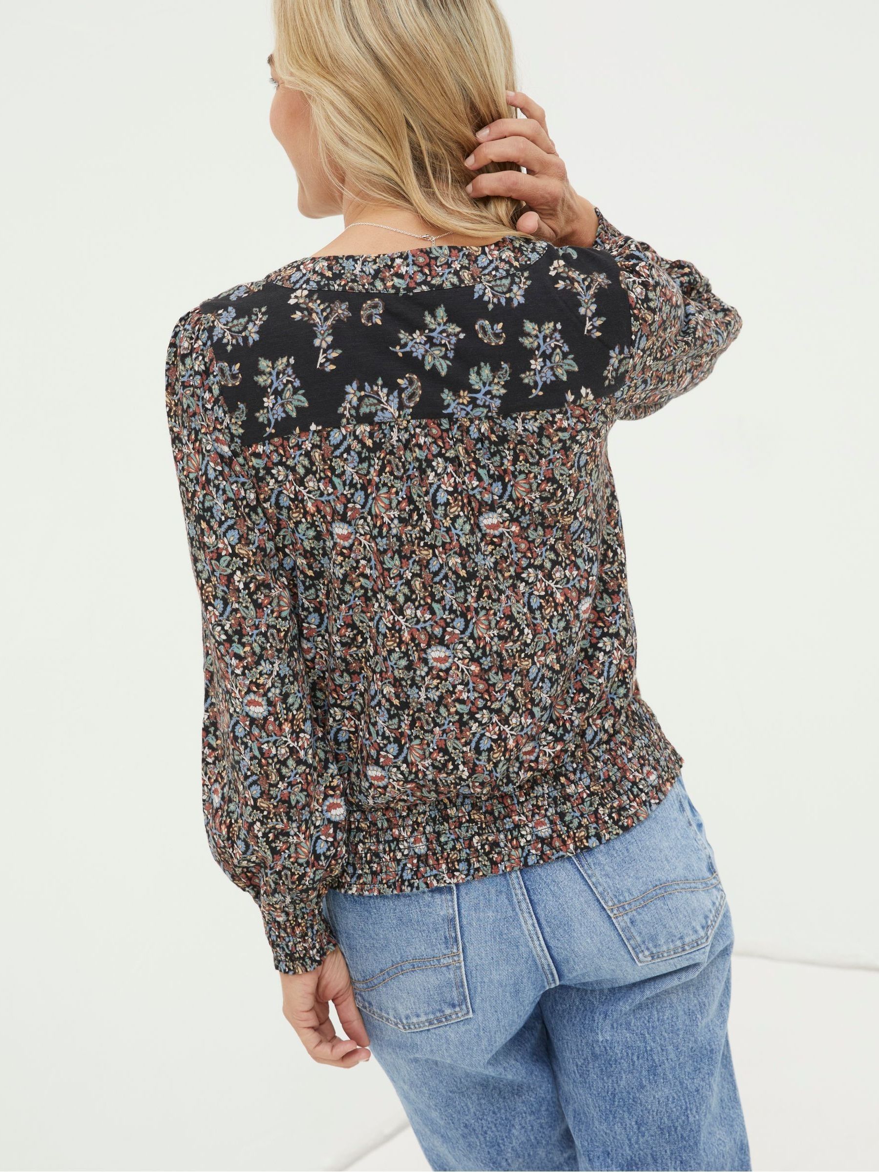 Black Remi Craft Floral Wrap Top - Image 2 of 4
