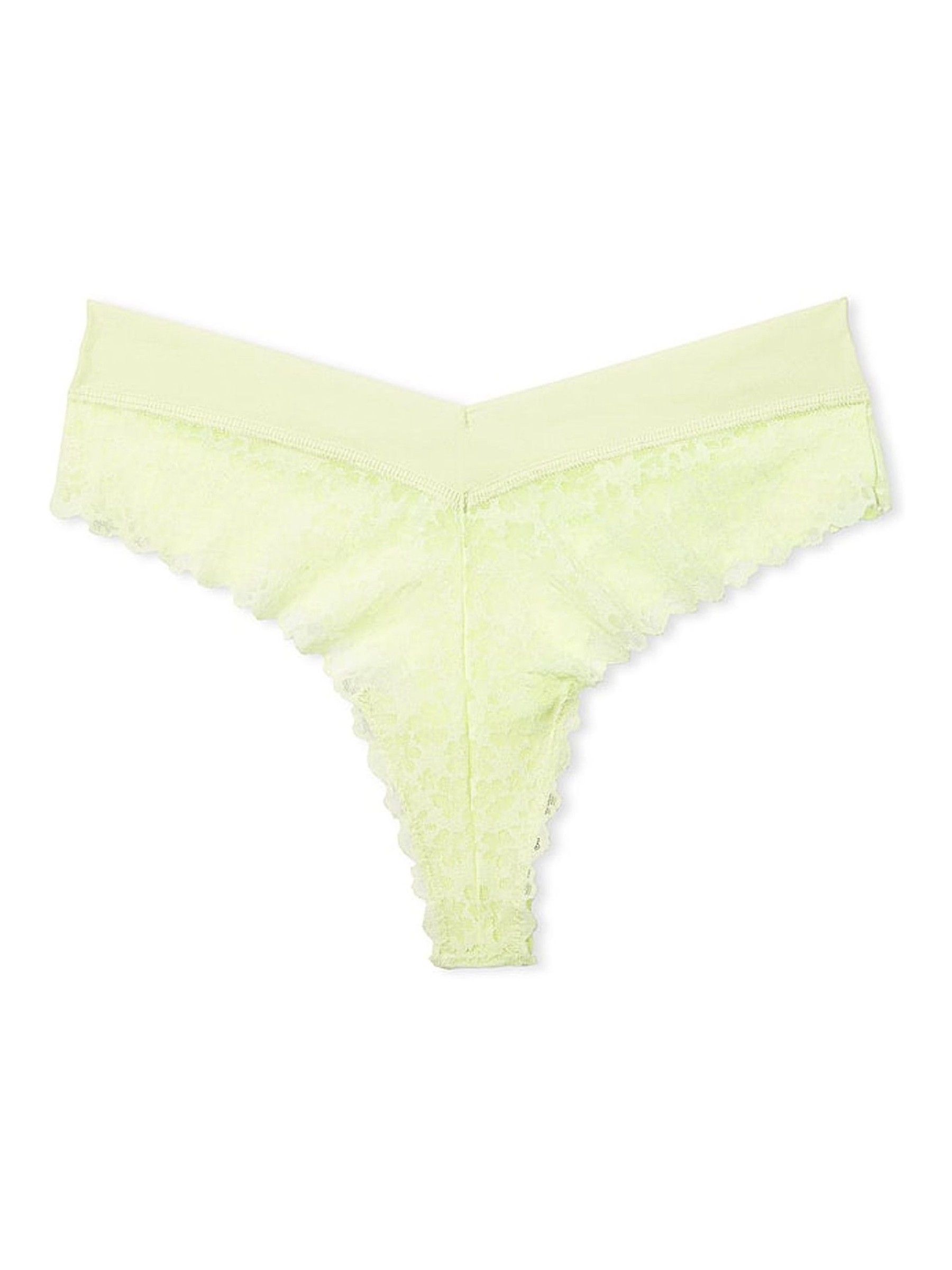 Lime Cream Green Thong No Show Lace Knickers - Image 3 of 3