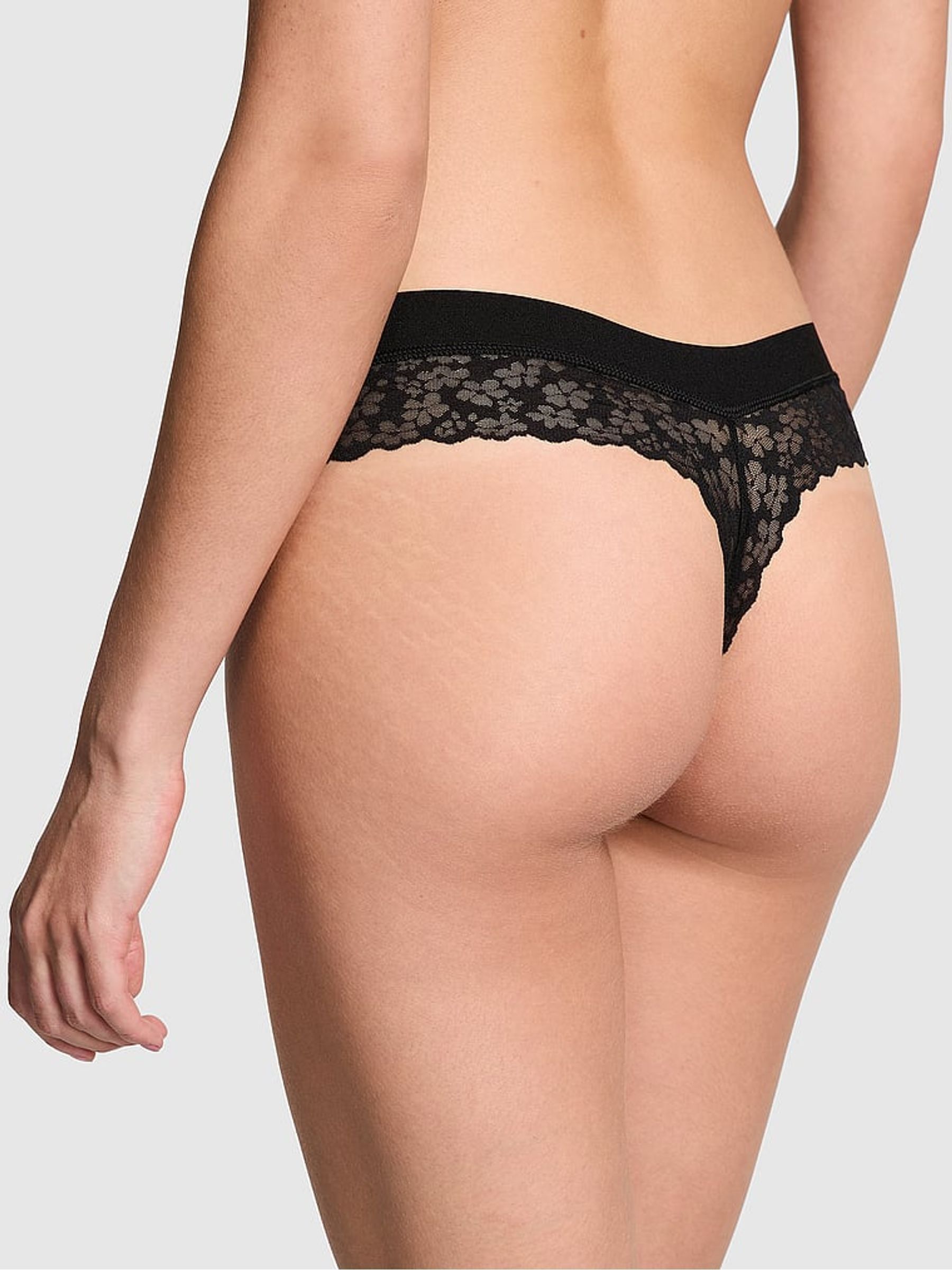 Black Thong No Show Lace Knickers - Image 2 of 3