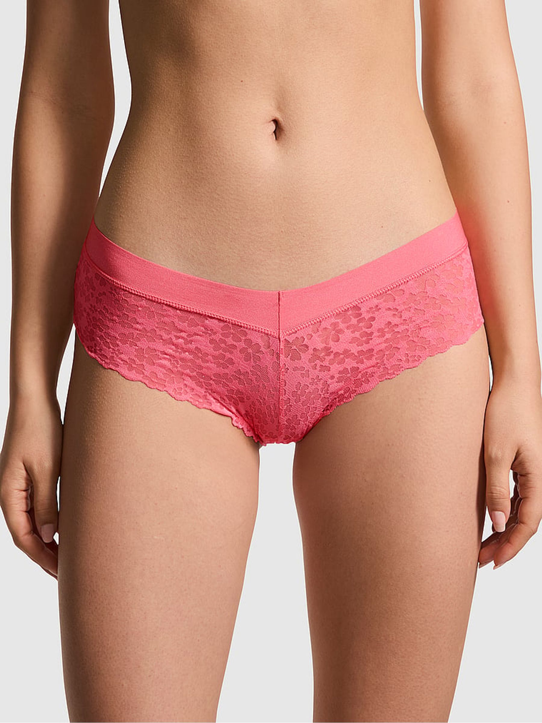 Coral Pink Hipster No Show Lace Knickers - Image 1 of 3