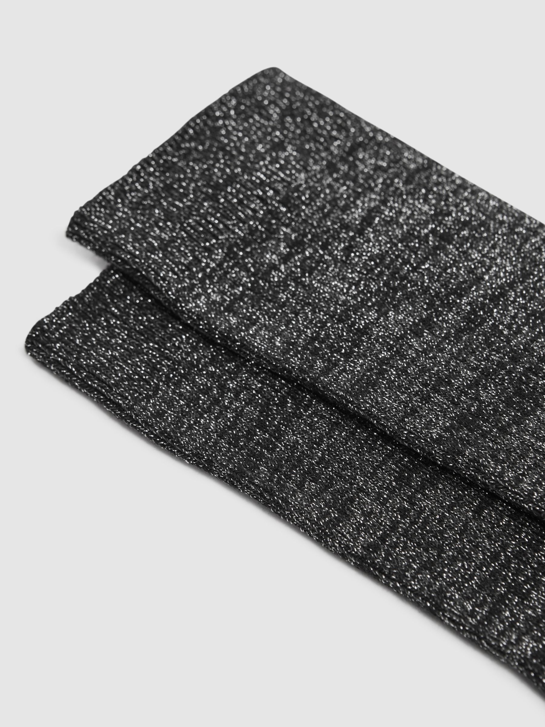 Metallic Ribbed Socks in Black - Image 2 of 3