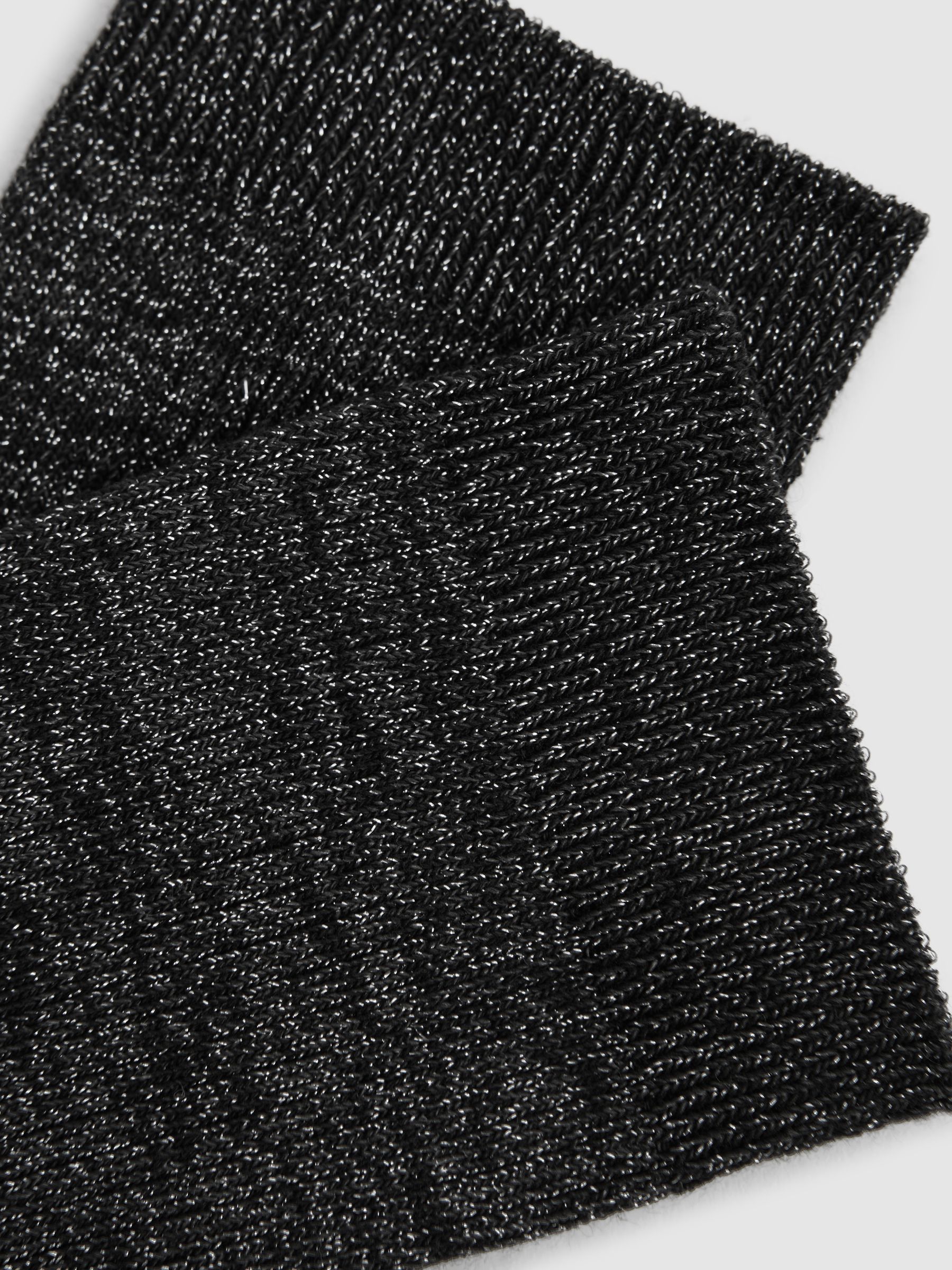 Metallic Ribbed Socks in Black - Image 3 of 3