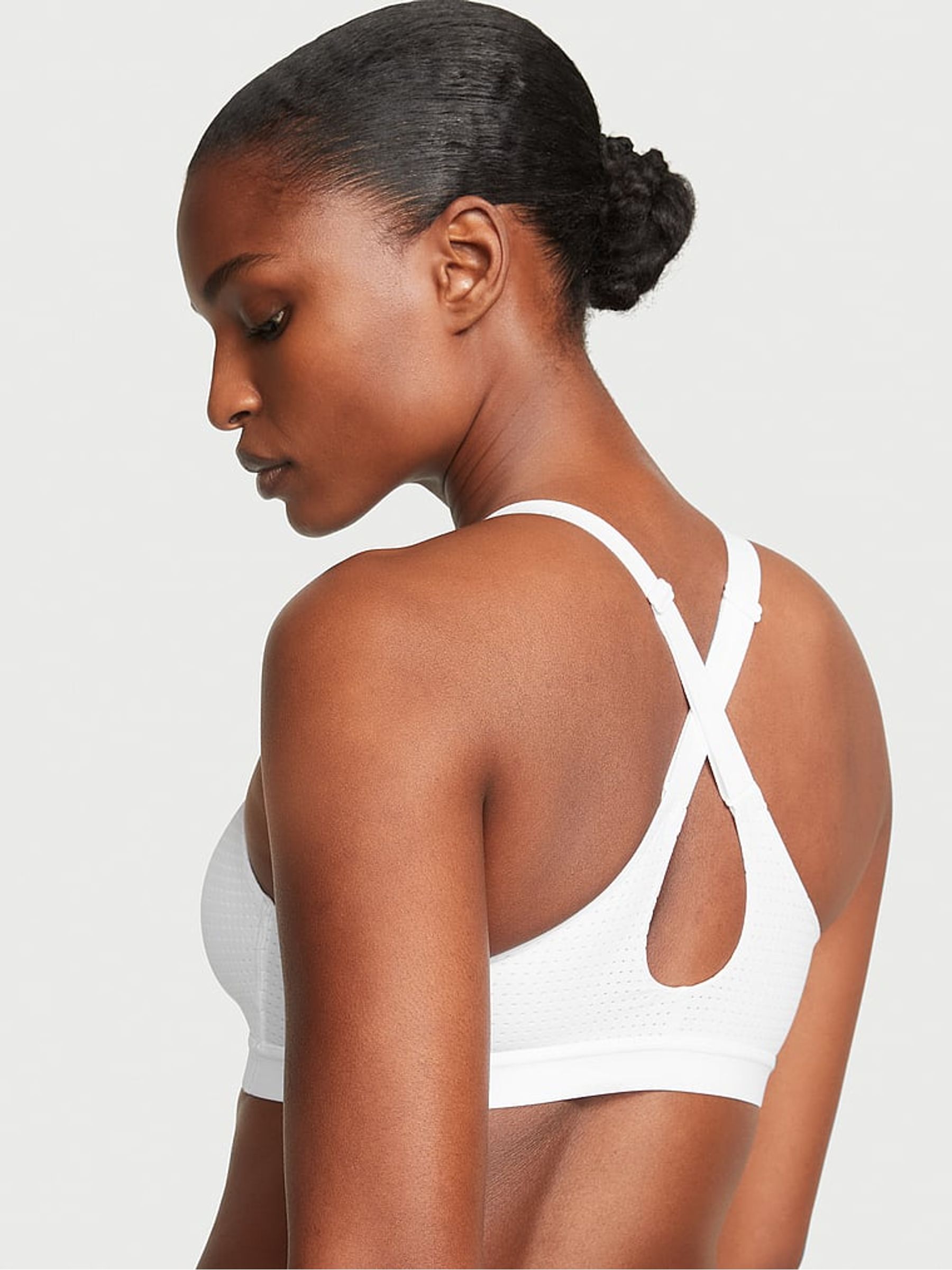 White Lightweight Mesh Medium Support Sports Bra - Image 2 of 4