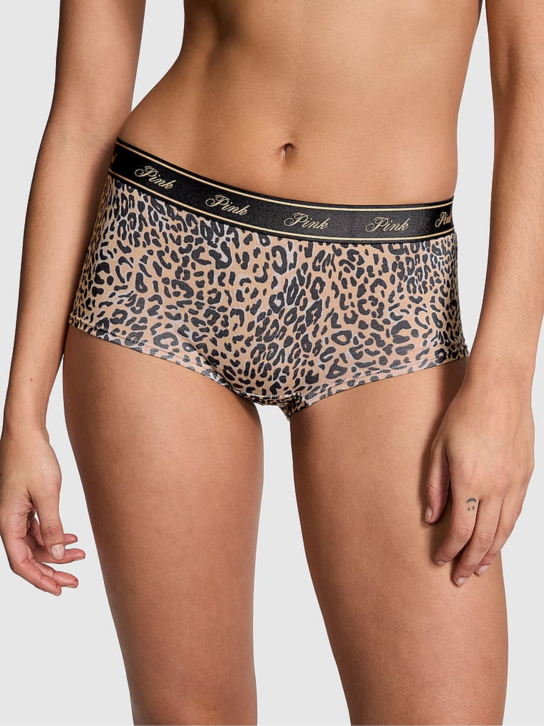 Leopard Brown Short Cotton Logo Knickers - Image 1 of 3