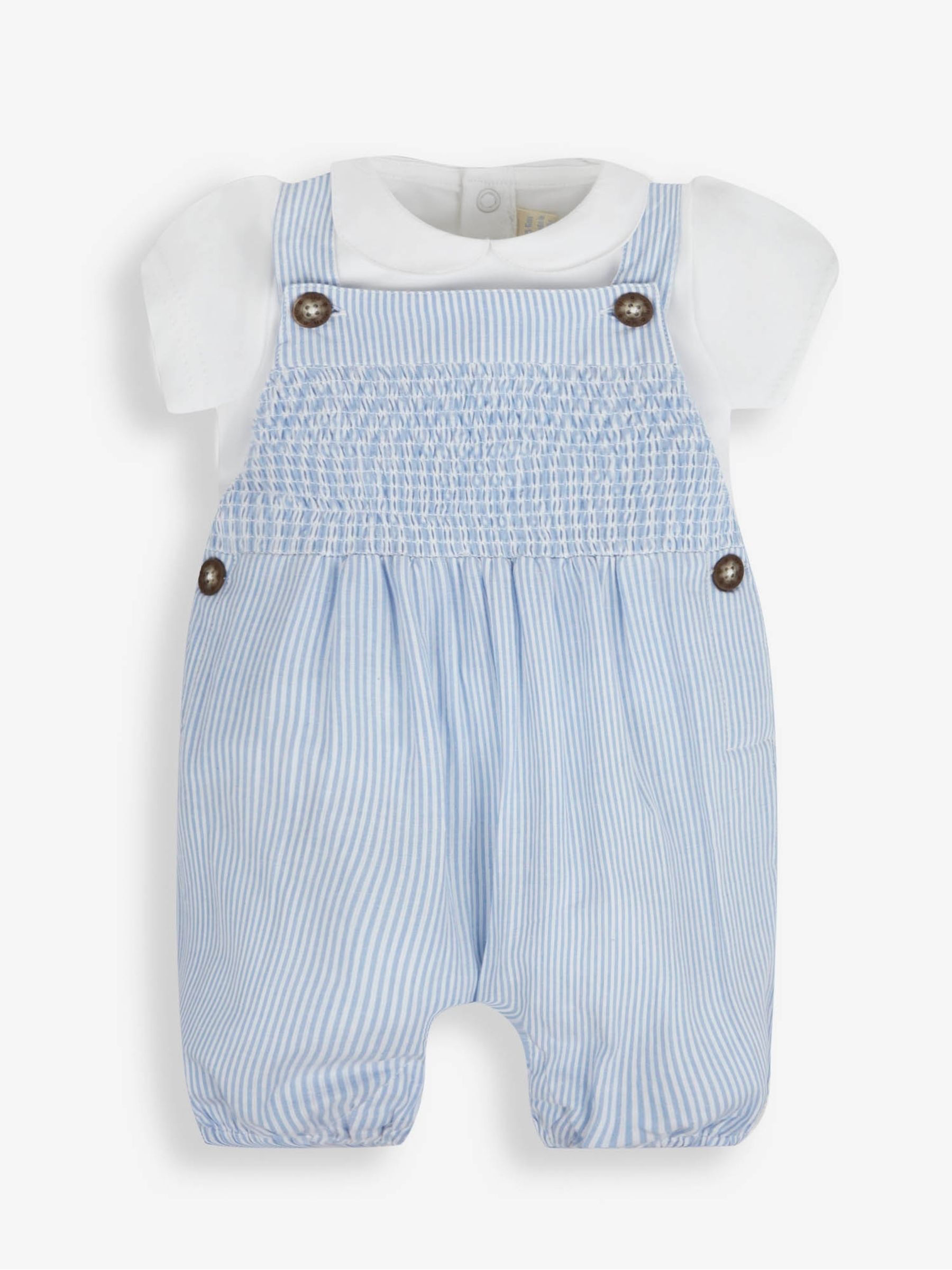 Blue 2-Piece Smocked Dungarees & Bodysuit Set - Image 4 of 7
