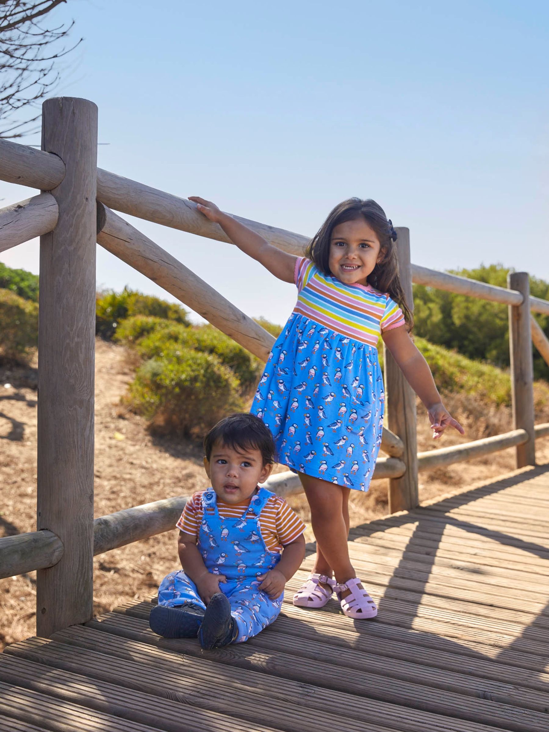 Cornflower 2-Piece Puffin Print Dungarees & Top Set - Image 2 of 6