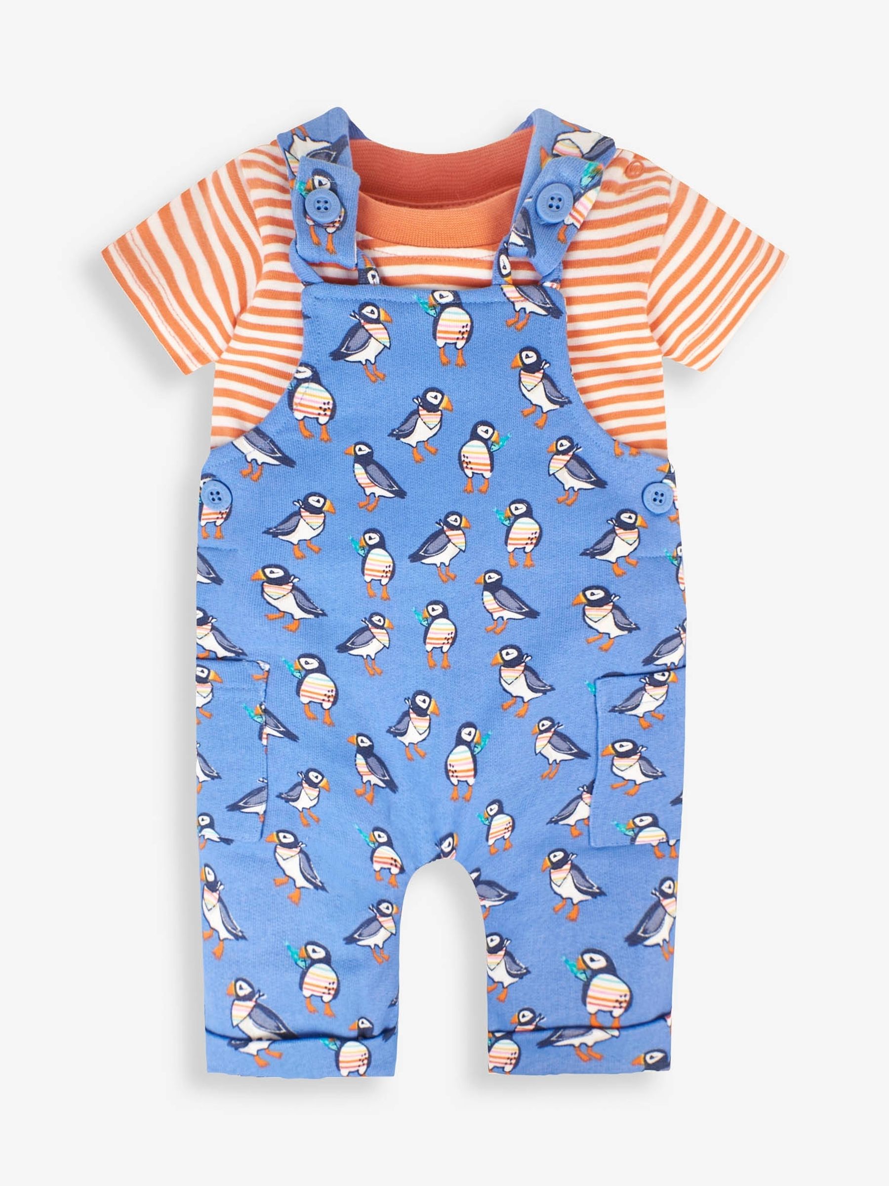 Cornflower 2-Piece Puffin Print Dungarees & Top Set - Image 3 of 6