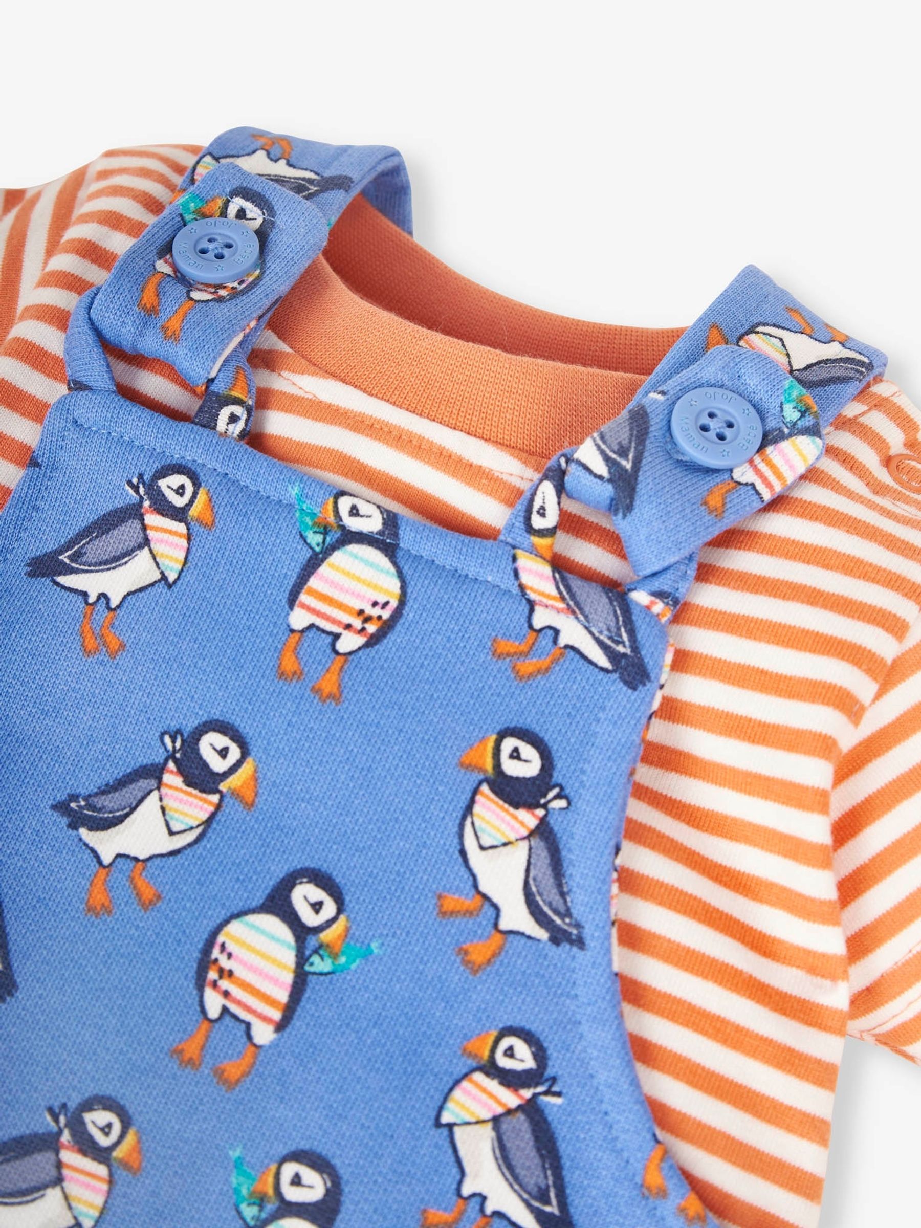 Cornflower 2-Piece Puffin Print Dungarees & Top Set - Image 5 of 6