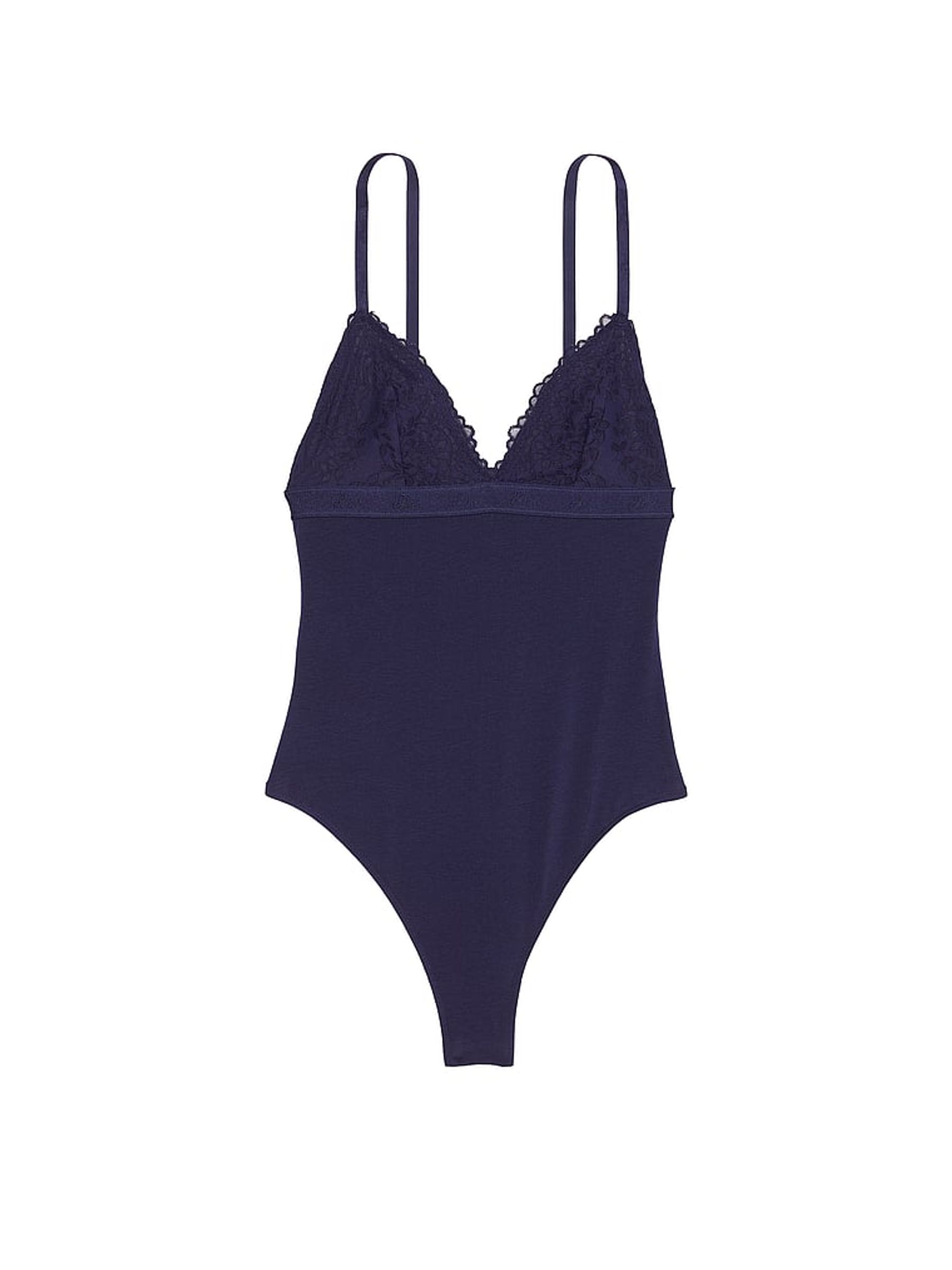 Midnight Navy Blue Eyelet Lace Cupped Sleep Bodysuit - Image 3 of 3