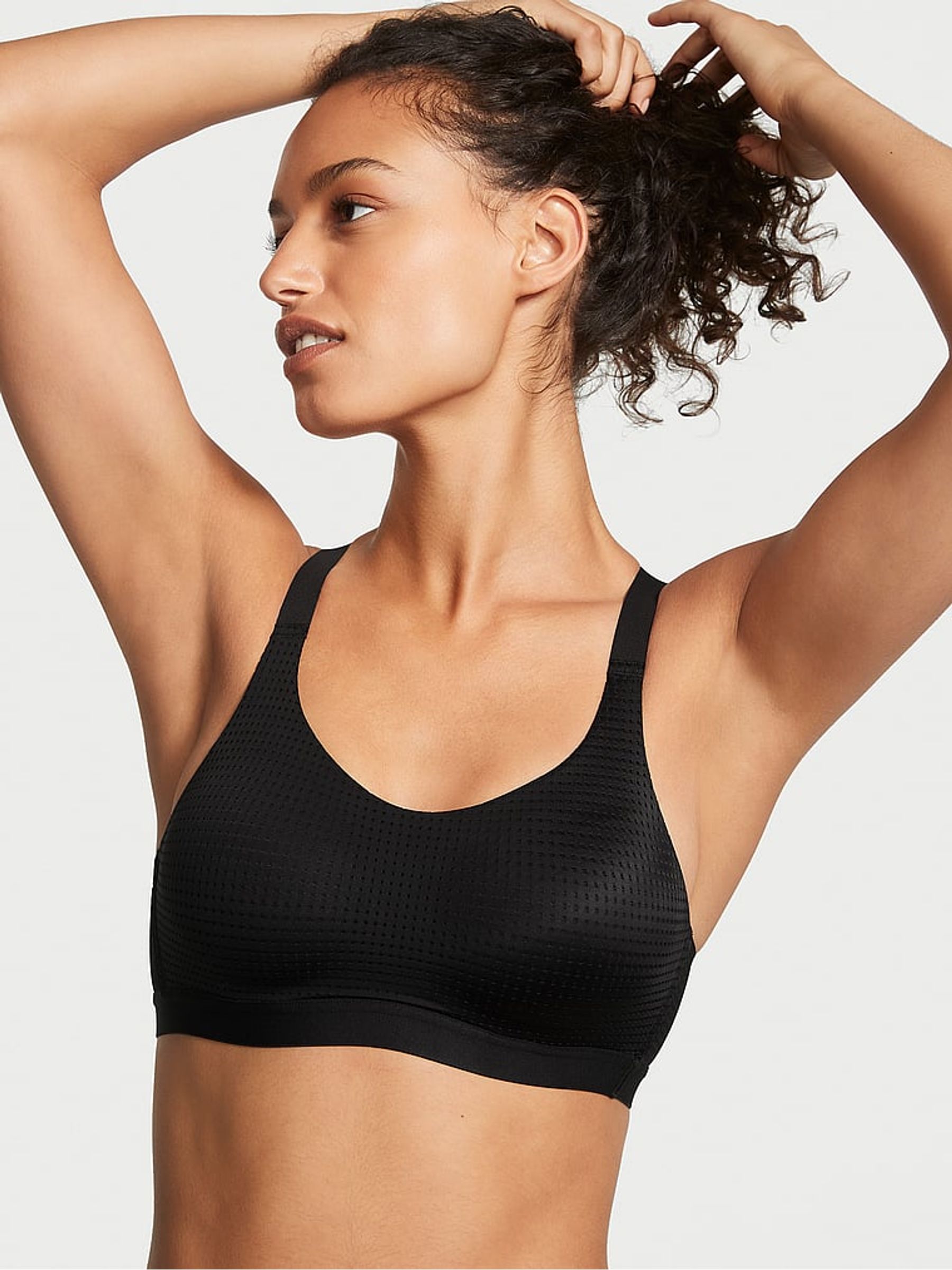 Black Lightweight Mesh Medium Support Sports Bra - Image 1 of 3