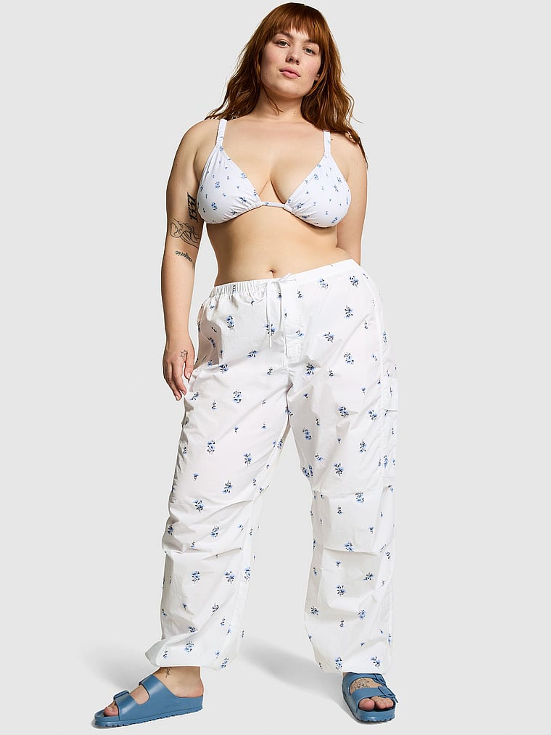 Optic White Floral Cargo Trousers - Image 1 of 4