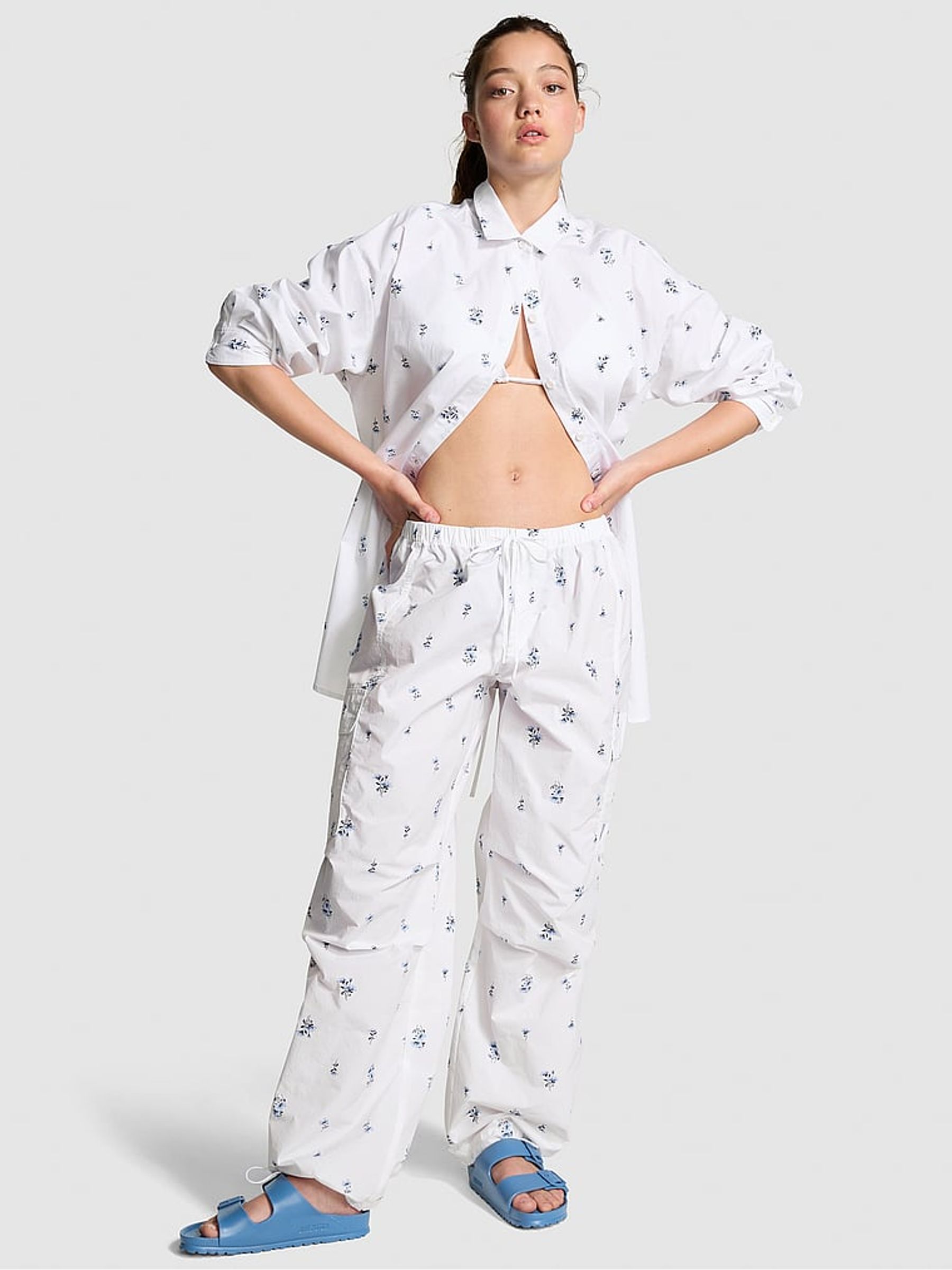 Optic White Floral Cargo Trousers - Image 3 of 4