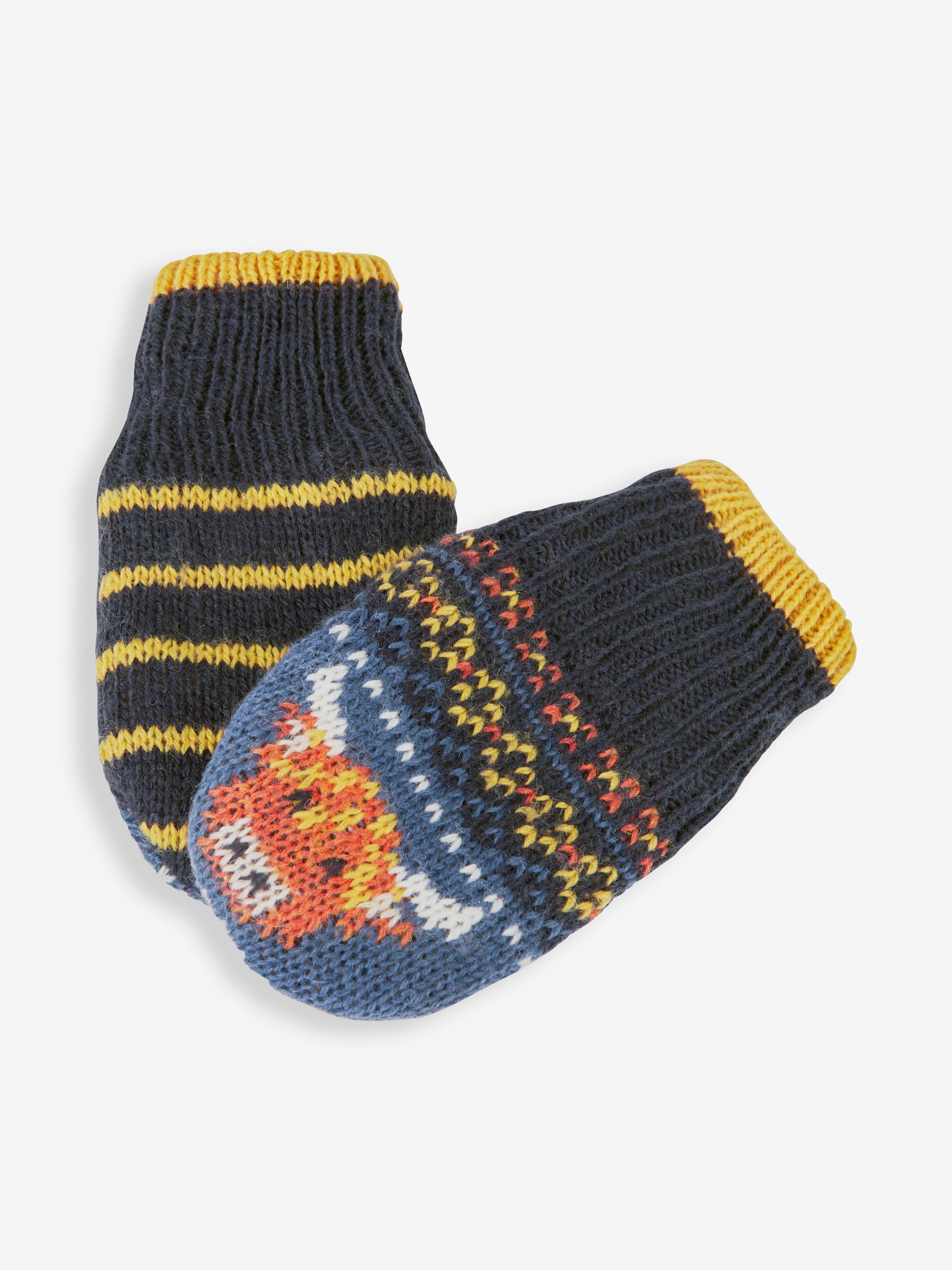 Navy Highland Cow Fair Isle Pattern Mittens - Image 3 of 3