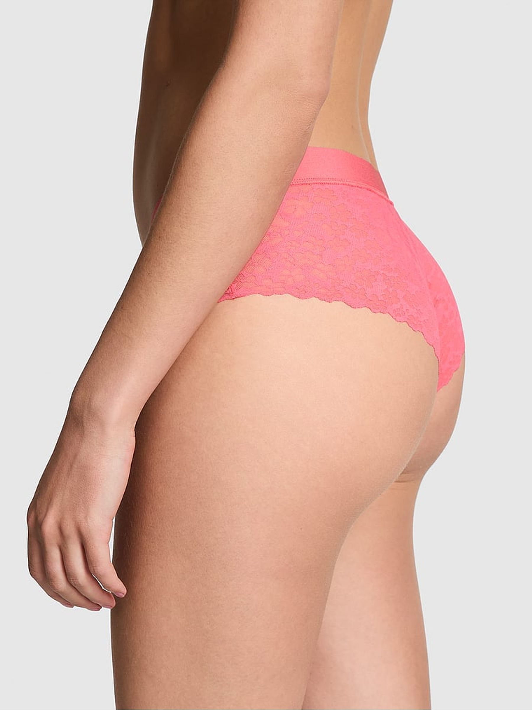 Crazy For Coral Pink Cheeky No Show Lace Knickers - Image 2 of 3