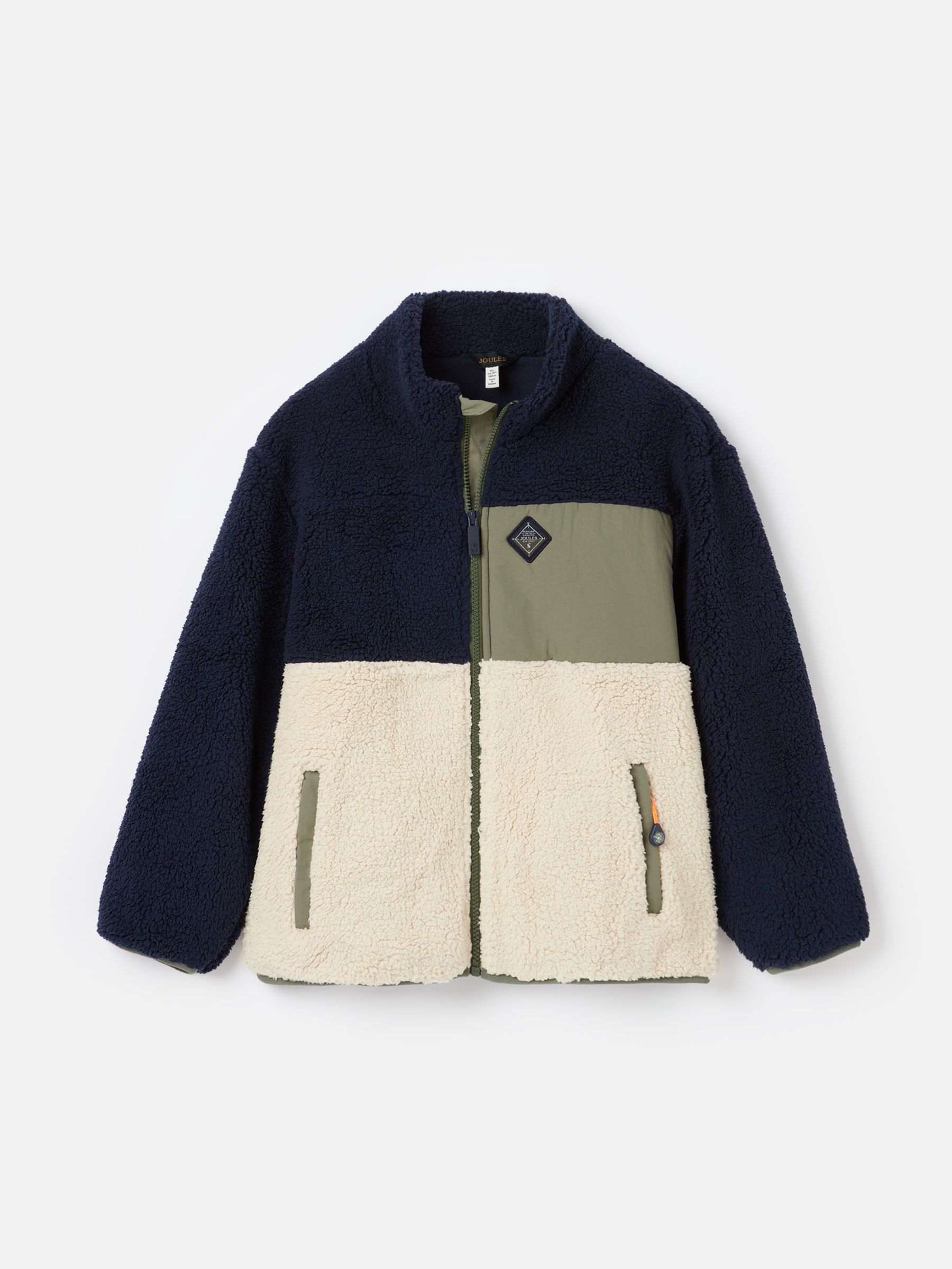 Blakeley Navy Blue Zip Up Borg Fleece Jacket - Image 1 of 5