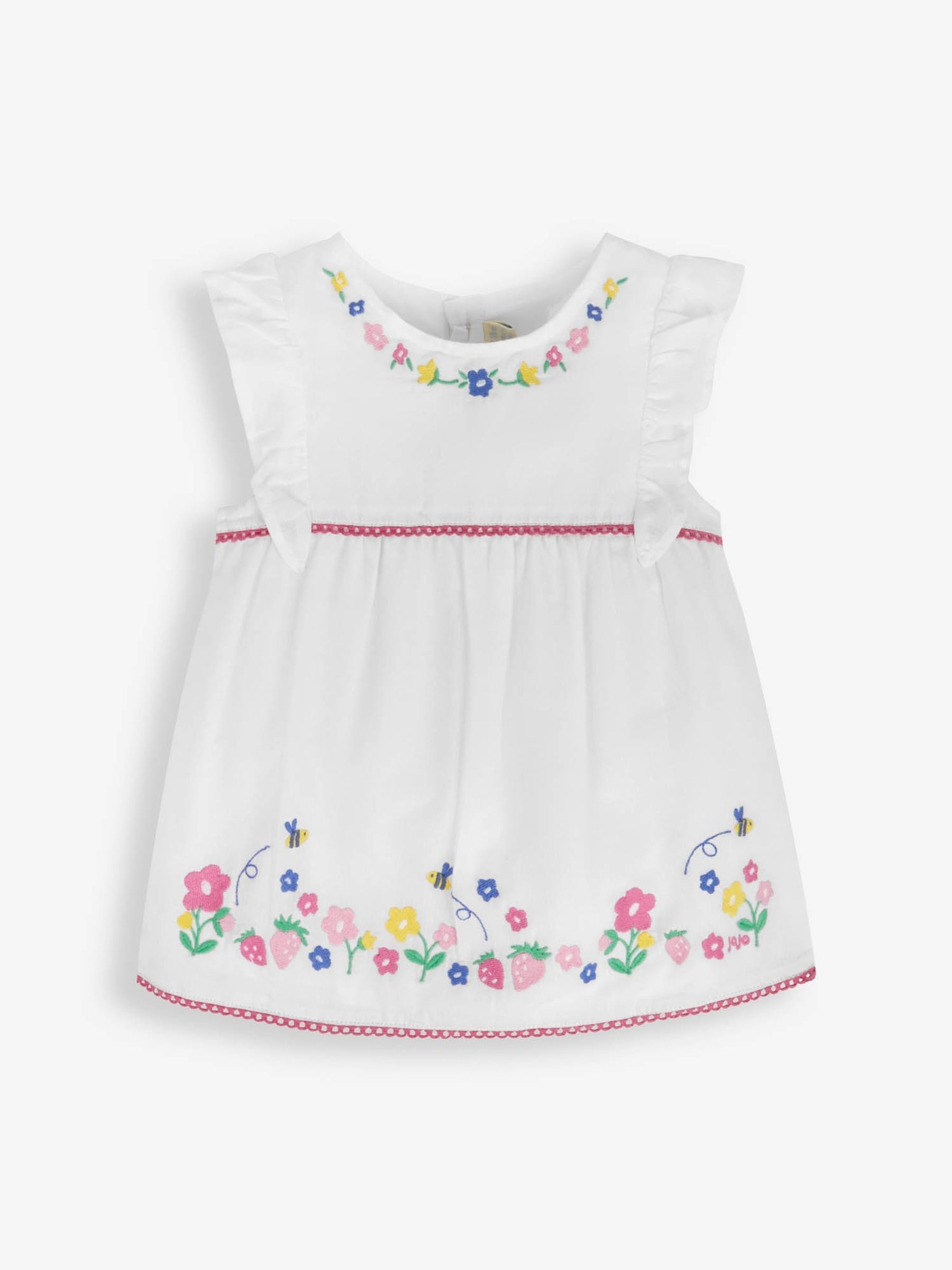 White Bee & Strawberry Floral Embroidered Tunic - Image 4 of 6