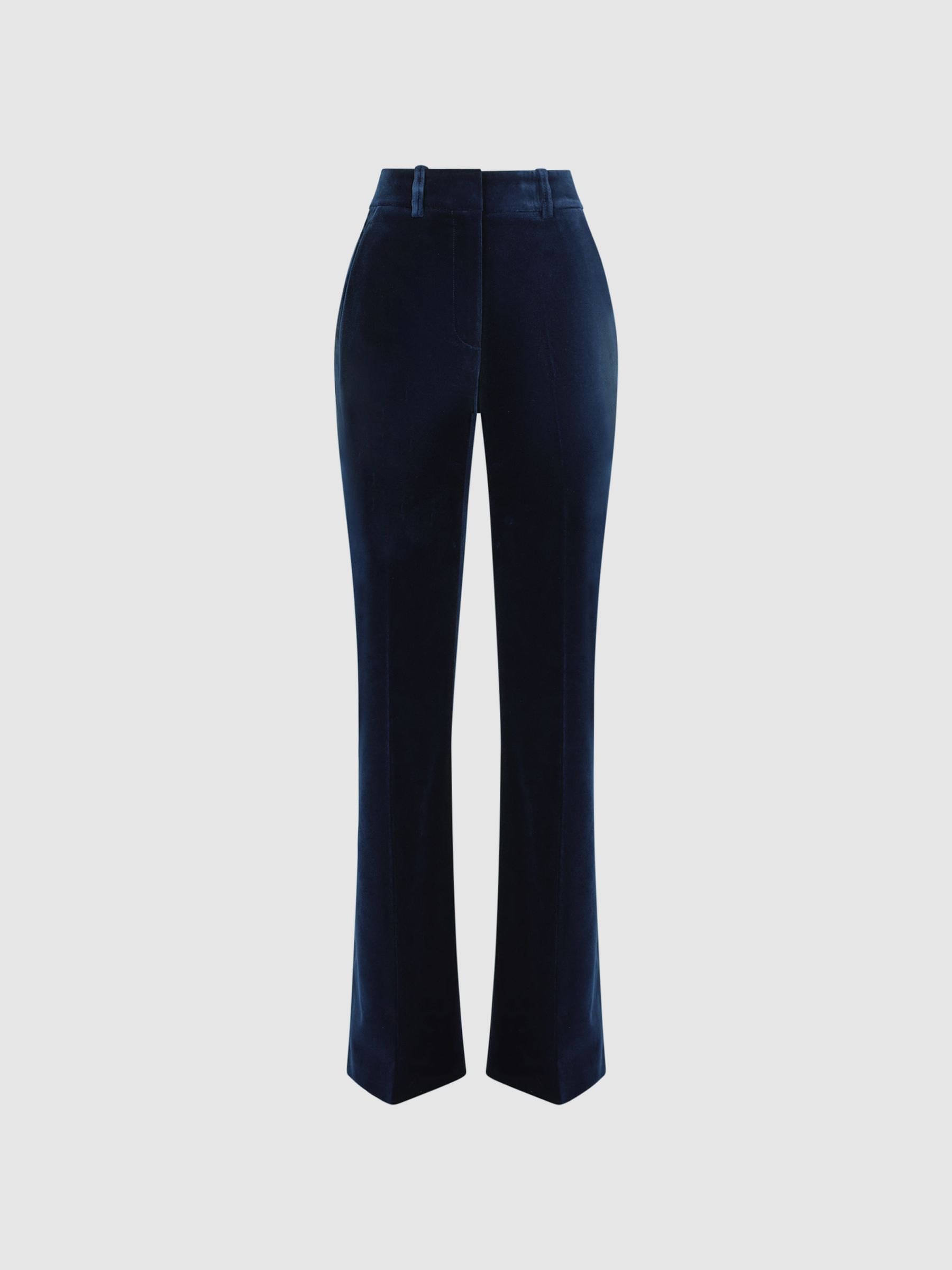 Velvet Flared Suit Trousers in Navy - Image 2 of 6
