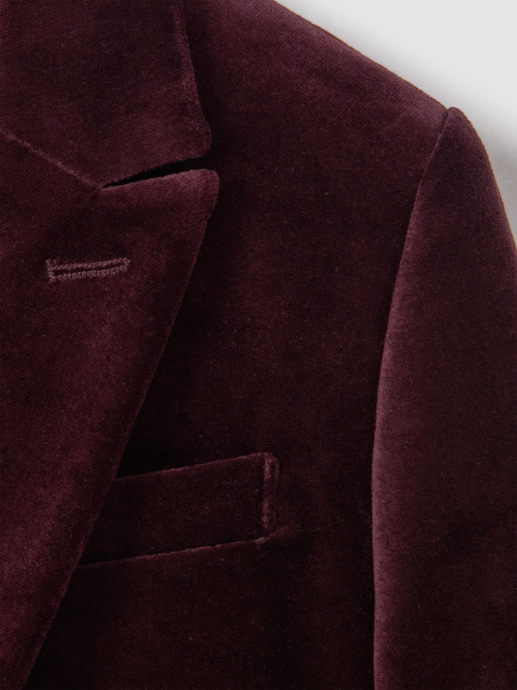 9-14 yrs Slim Fit Velvet Single Breasted Blazer in Bordeaux - Image 6 of 6