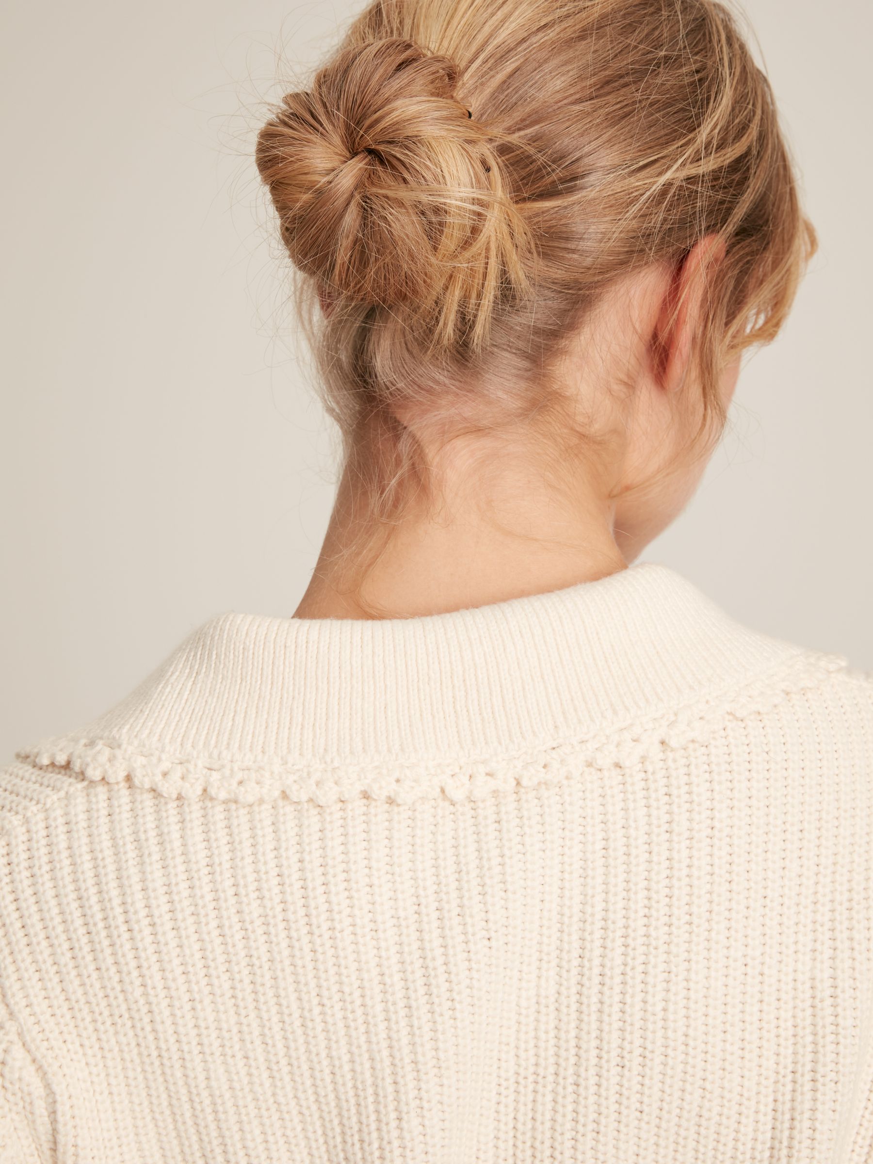 Evangeline Cream Rib Knit Jumper With Crochet Collar - Image 7 of 7