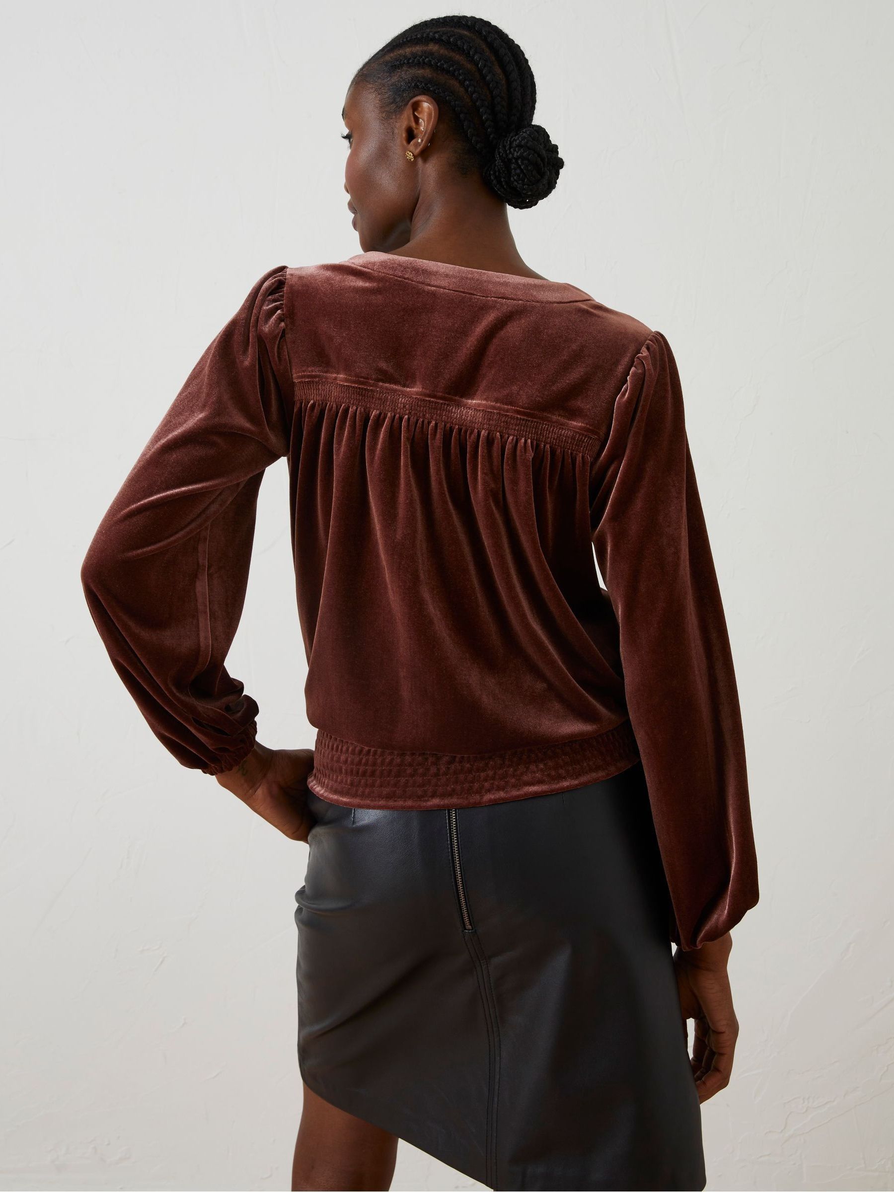 Brown Reese Velvet Wrap Top - Image 2 of 6