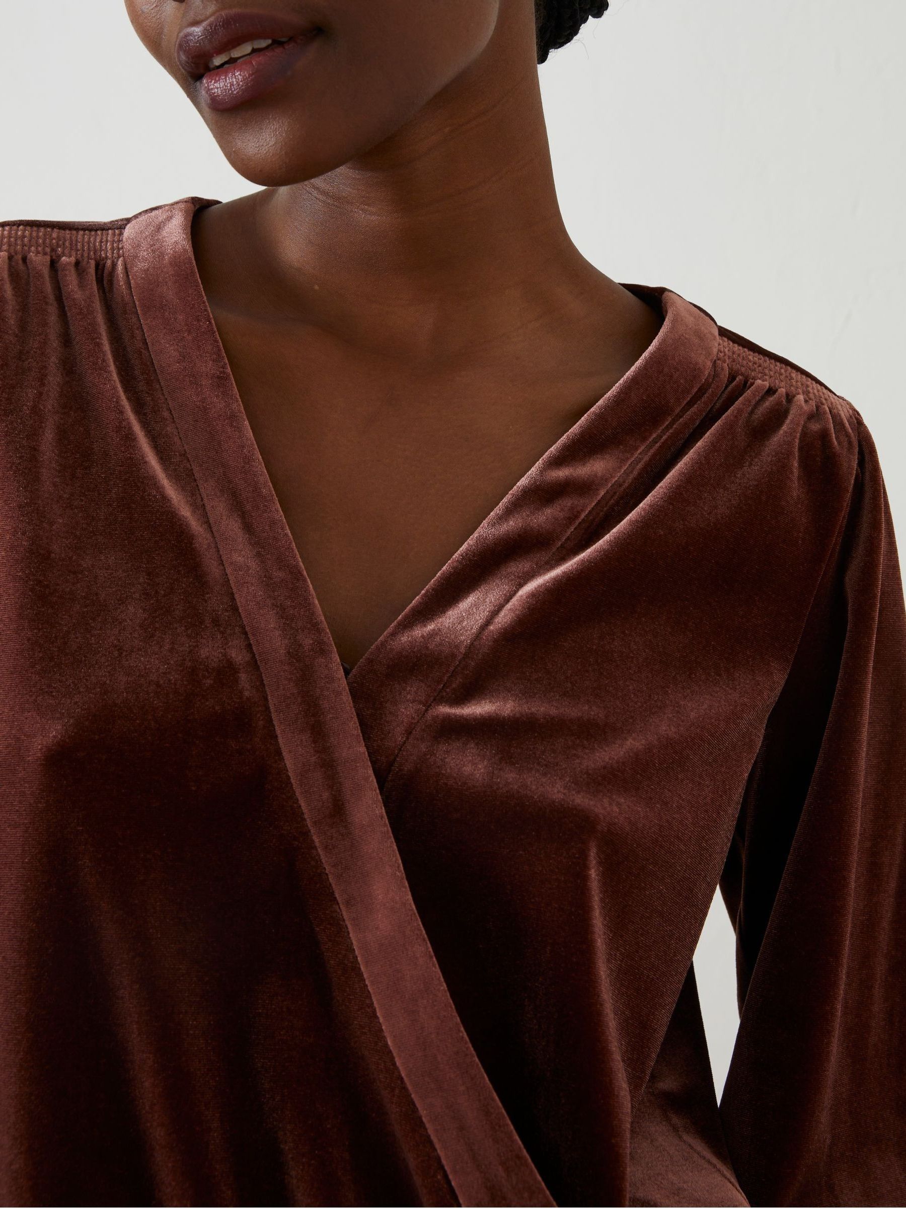 Brown Reese Velvet Wrap Top - Image 4 of 6