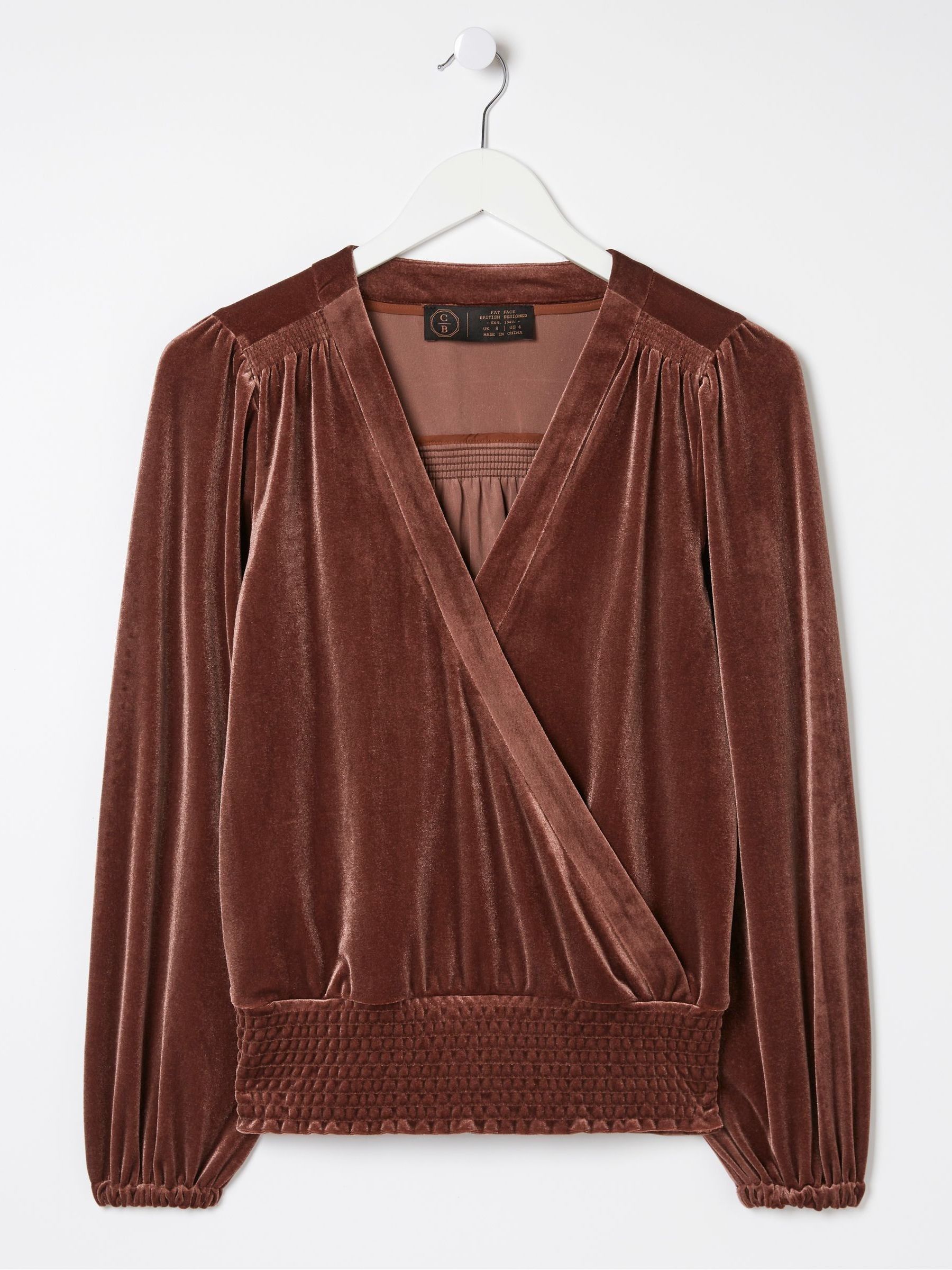 Brown Reese Velvet Wrap Top - Image 6 of 6