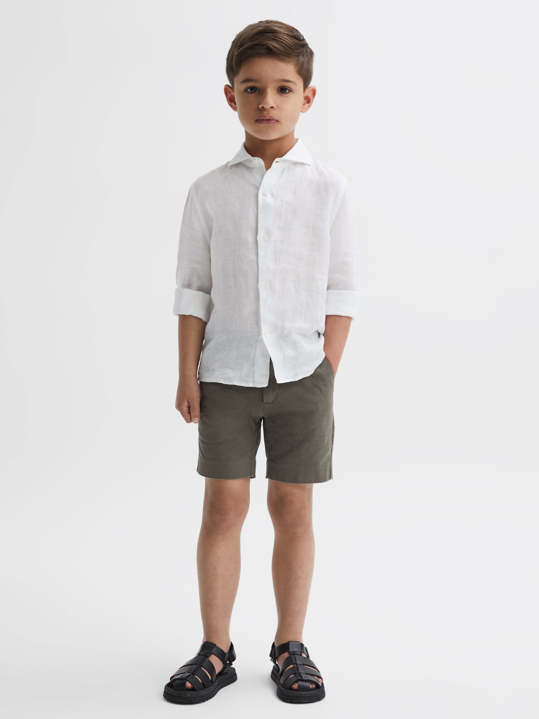9-13 yrs Casual Chino Shorts in Khaki - Image 4 of 6