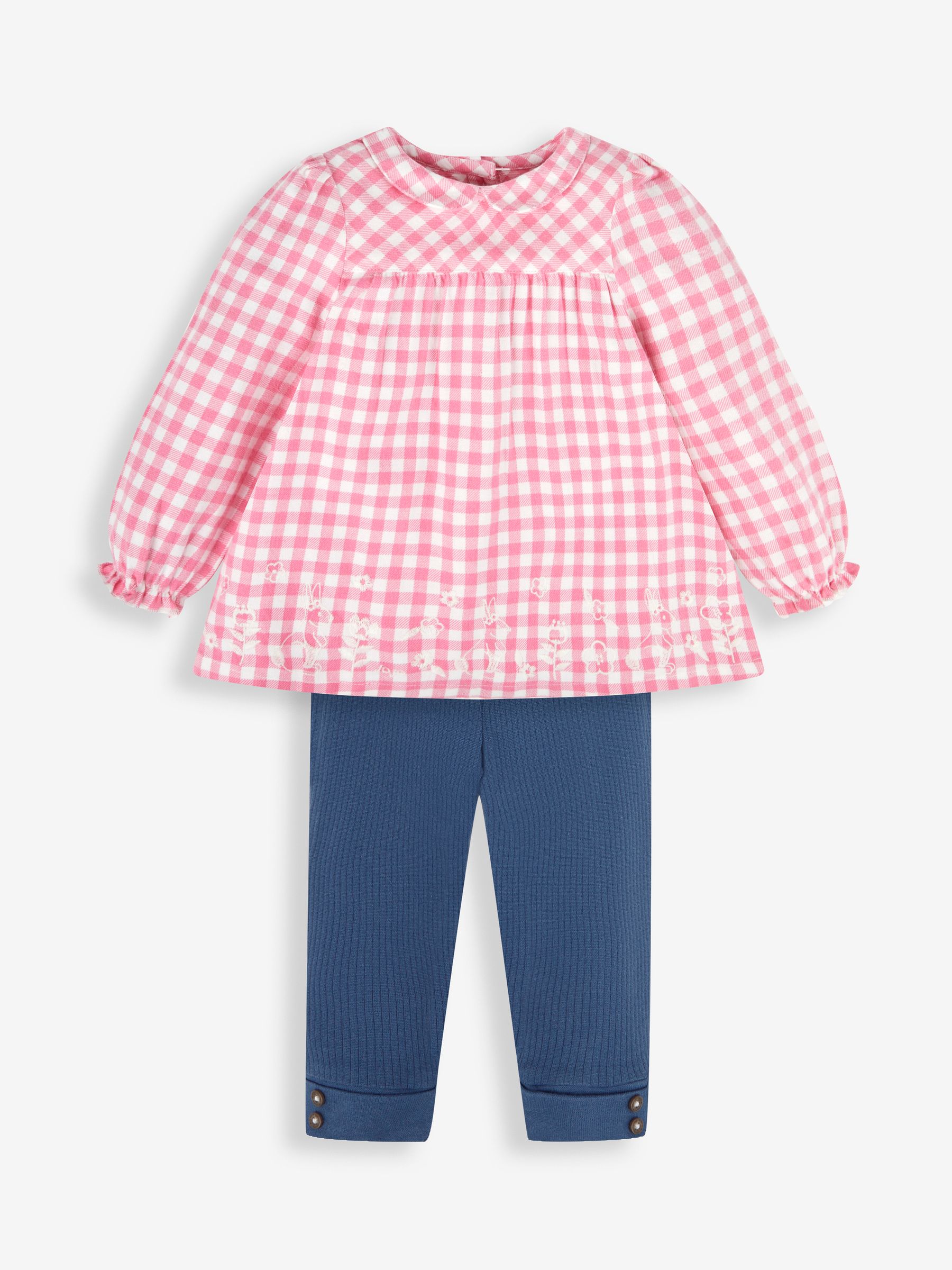 Pink Girls' Mouse Embroidered Gingham Blouse & Leggings Set - Image 1 of 6