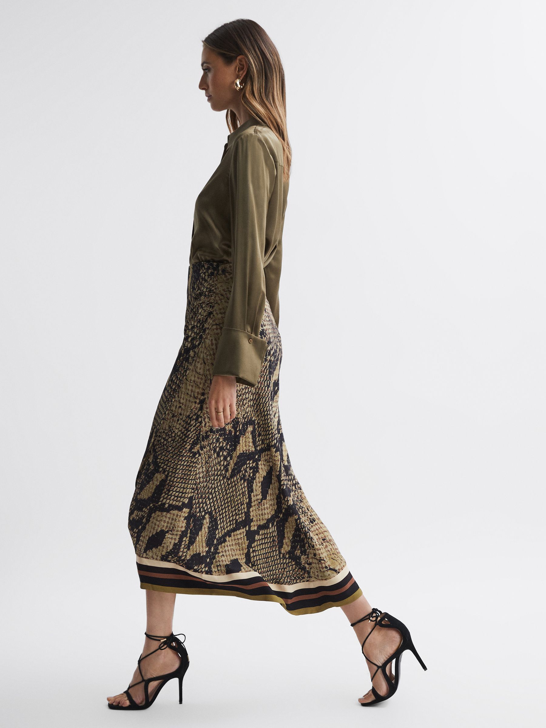 Snake Print Midi Skirt in Brown - Image 5 of 5