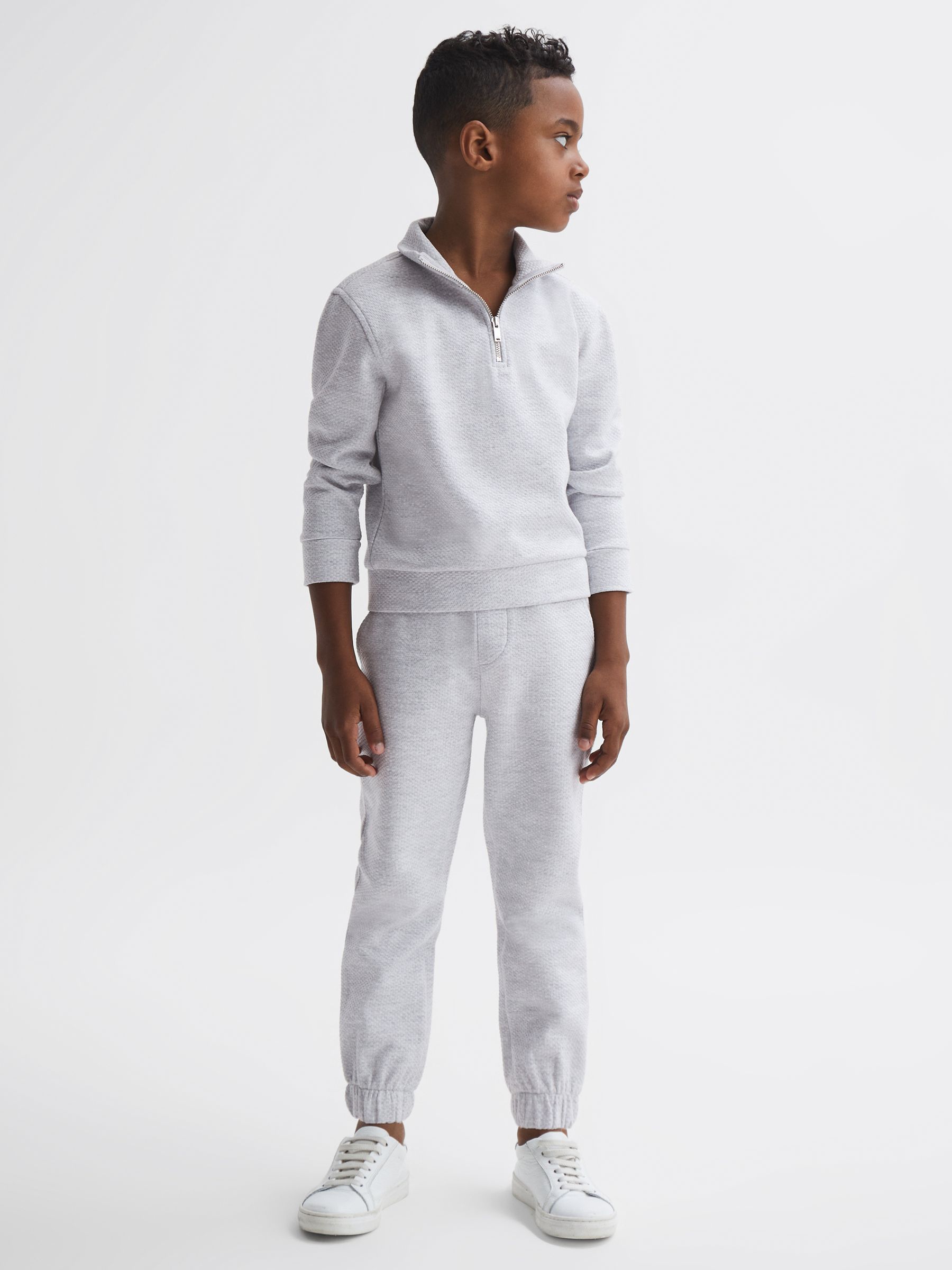 Junior Textured Drawstring Joggers in Soft Grey - Image 1 of 5