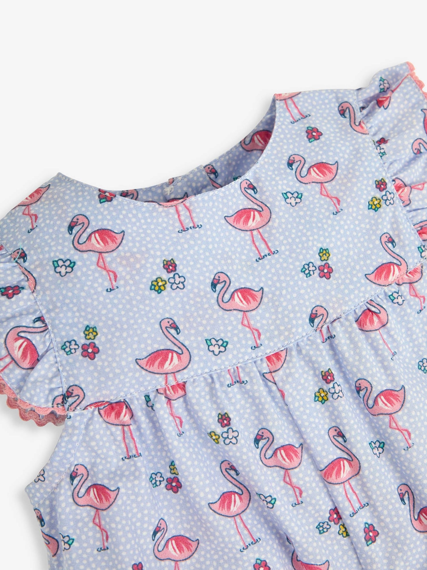 Blue Flamingo Print Pretty Sunsuit - Image 2 of 2