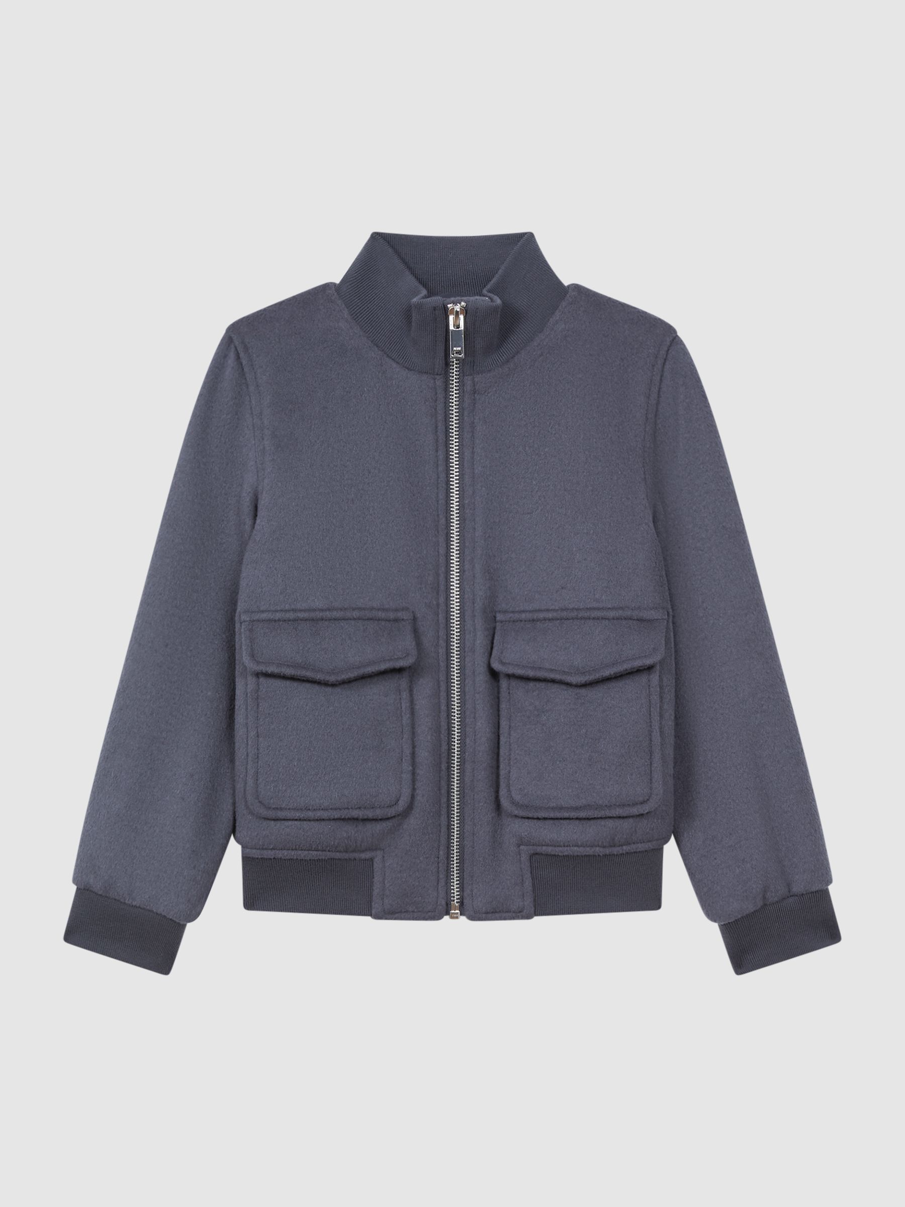 3-9 yrs Wool Blend Zip-Through Jacket in Airforce Blue - Image 2 of 6