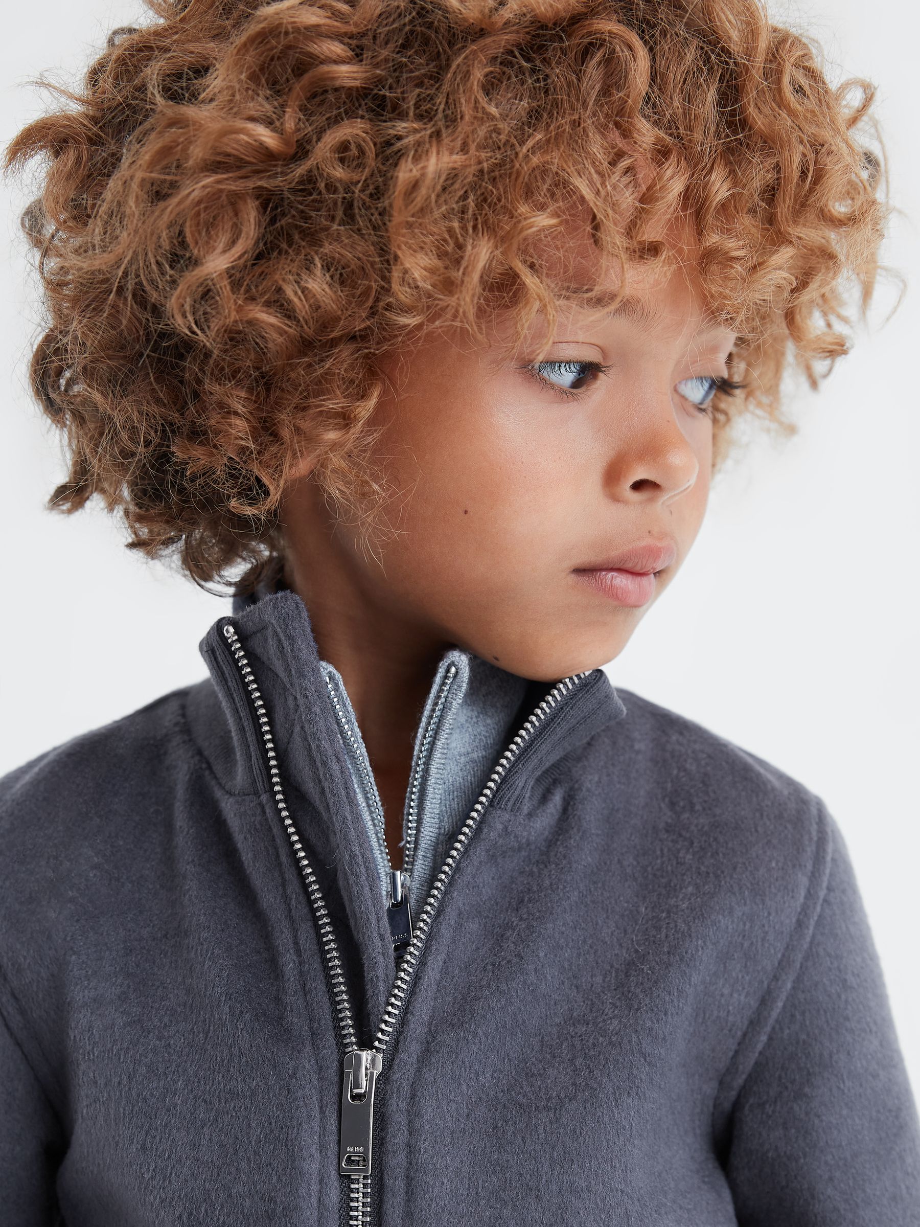 3-9 yrs Wool Blend Zip-Through Jacket in Airforce Blue - Image 4 of 6