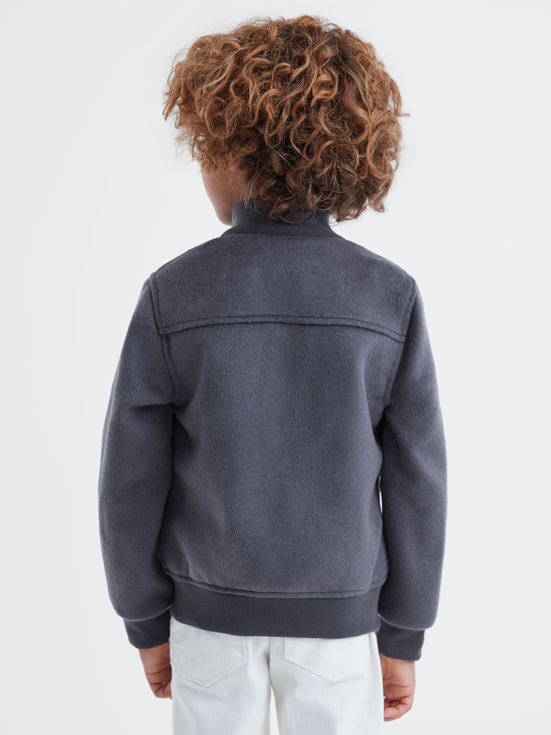 3-9 yrs Wool Blend Zip-Through Jacket in Airforce Blue - Image 5 of 6