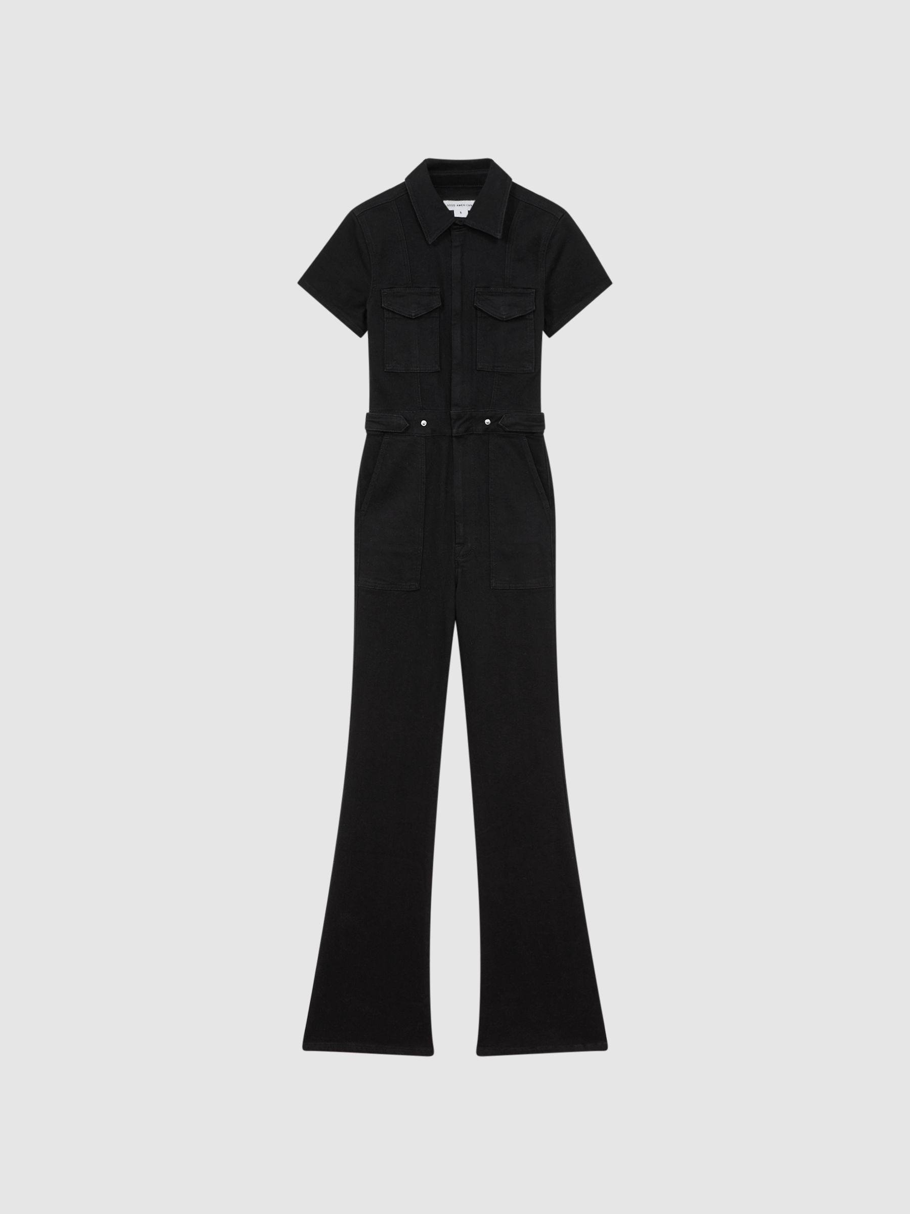 Good American Denim Bootcut Jumpsuit in Black - Image 2 of 6
