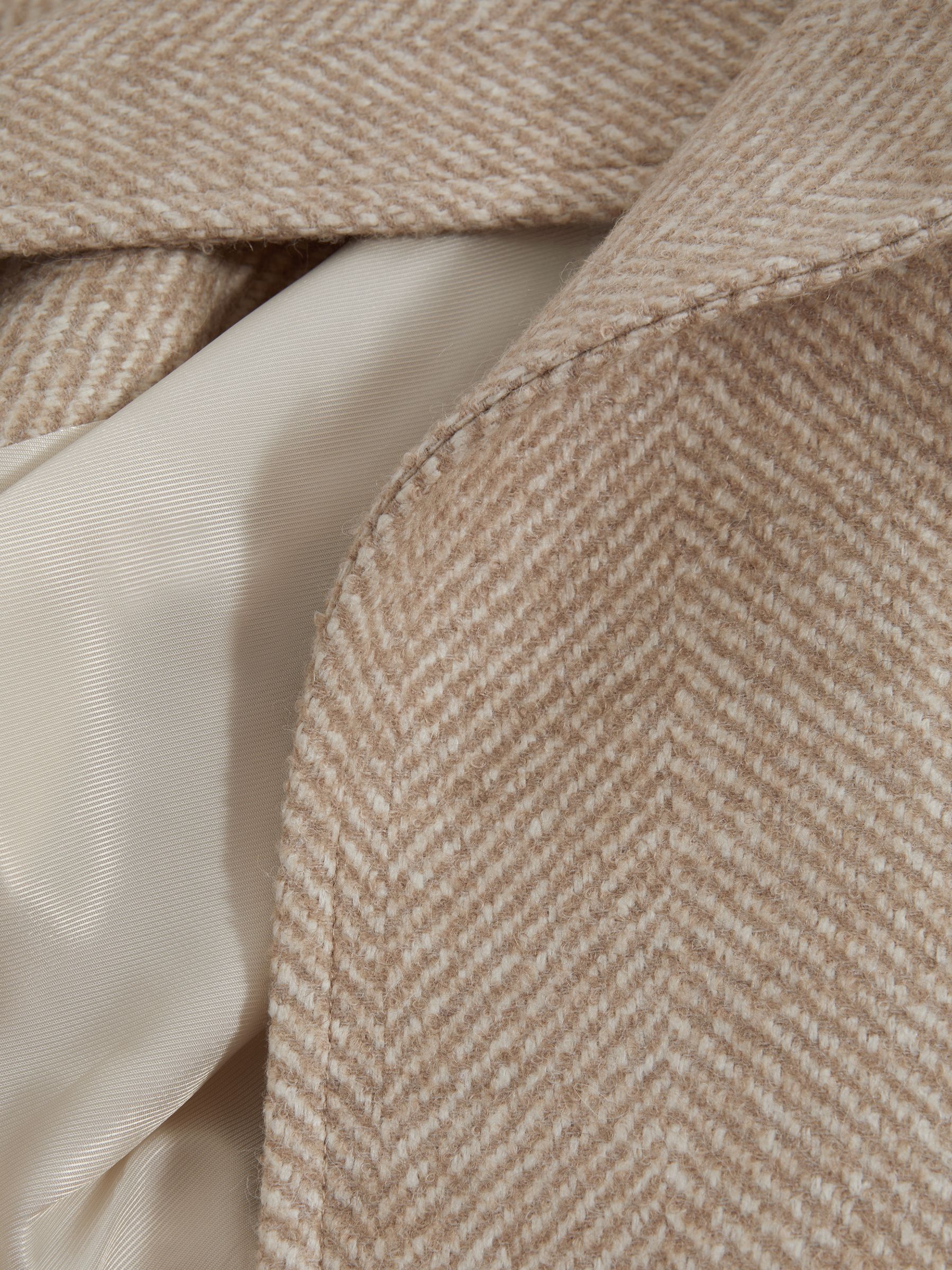 Atelier Italian Wool Blend Double Breasted Coat in Oatmeal Melange - Image 9 of 9
