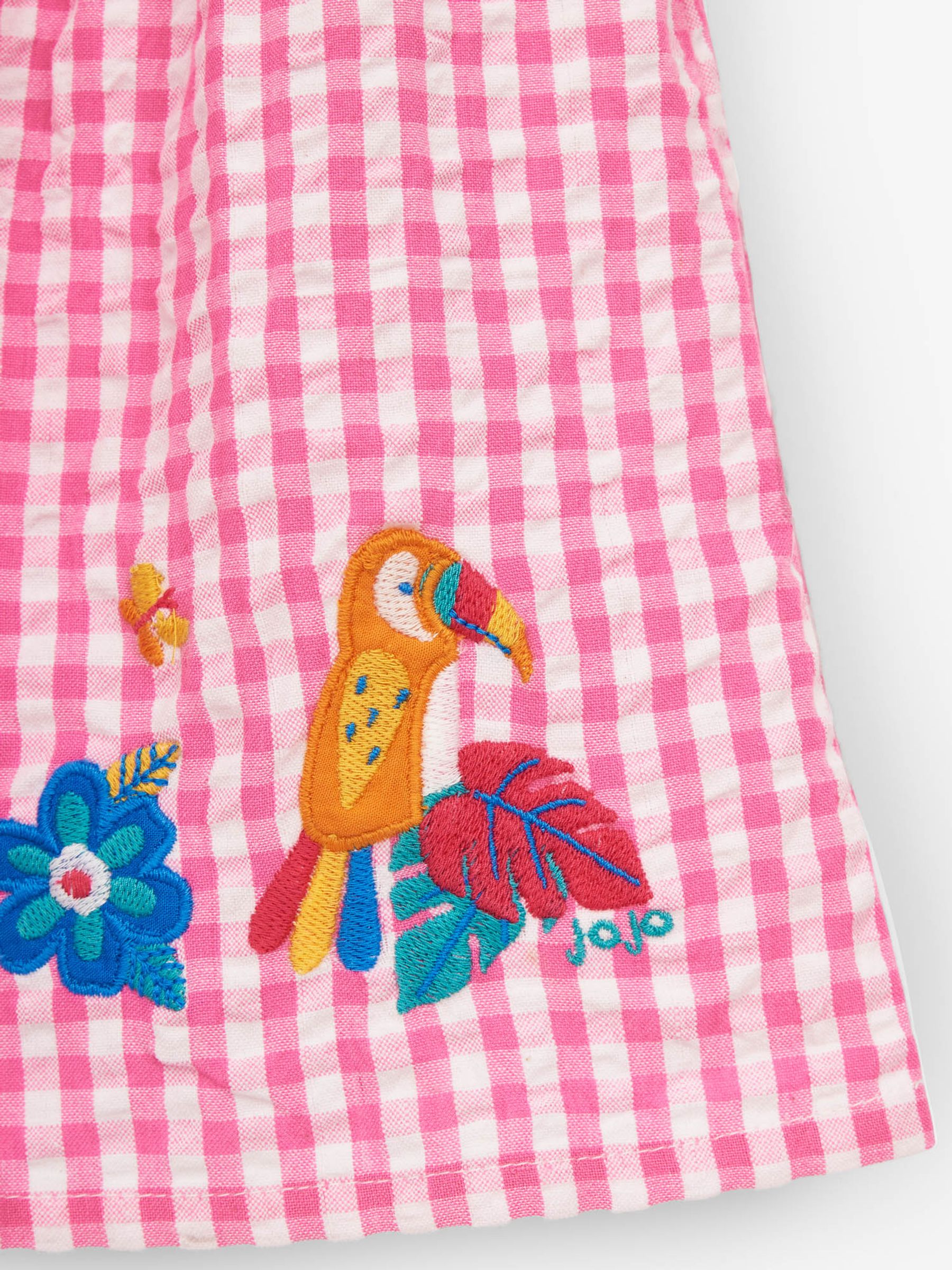 Orchid Girls' Parrot Appliqué Gingham Smocked Top - Image 2 of 2