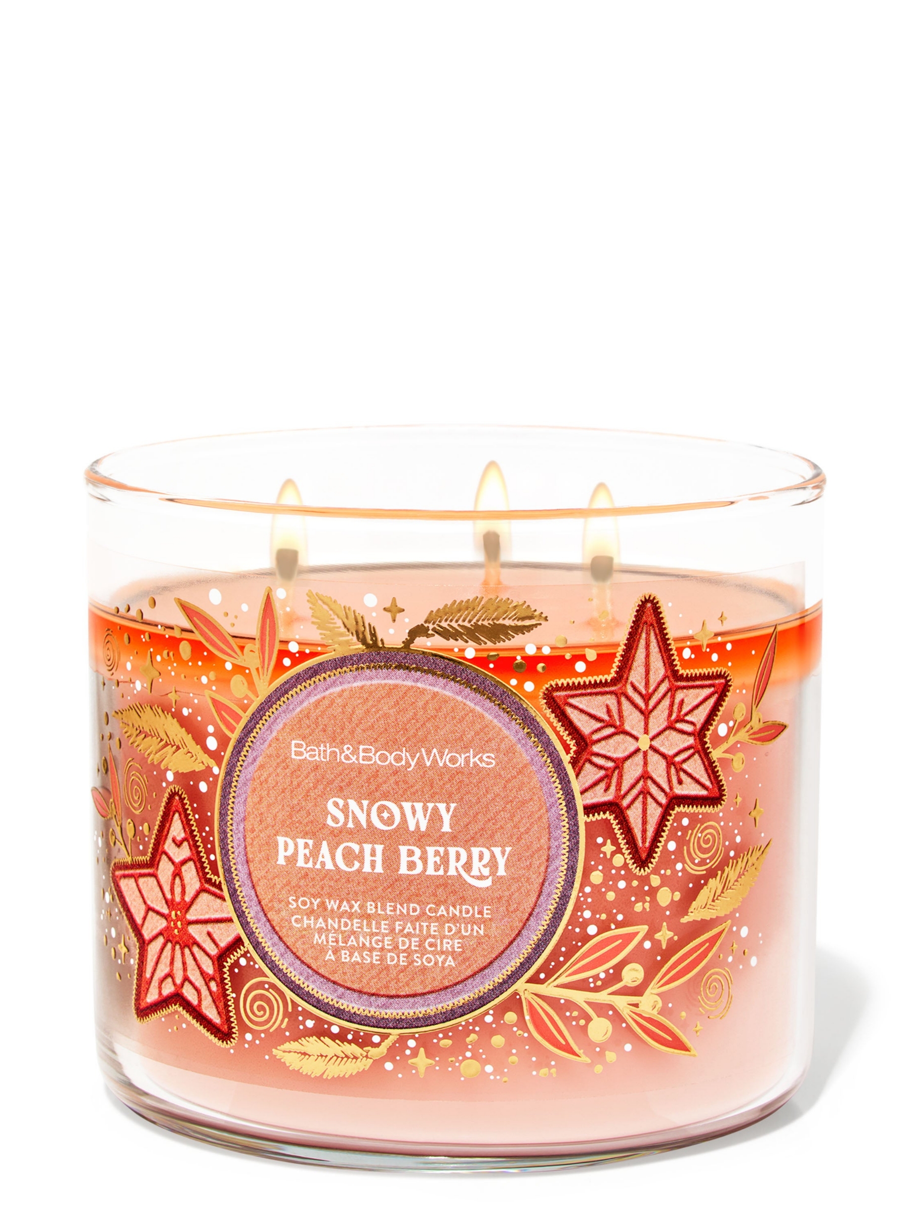 Snowy Peach Berry 3-Wick Candle 411g - Image 1 of 2