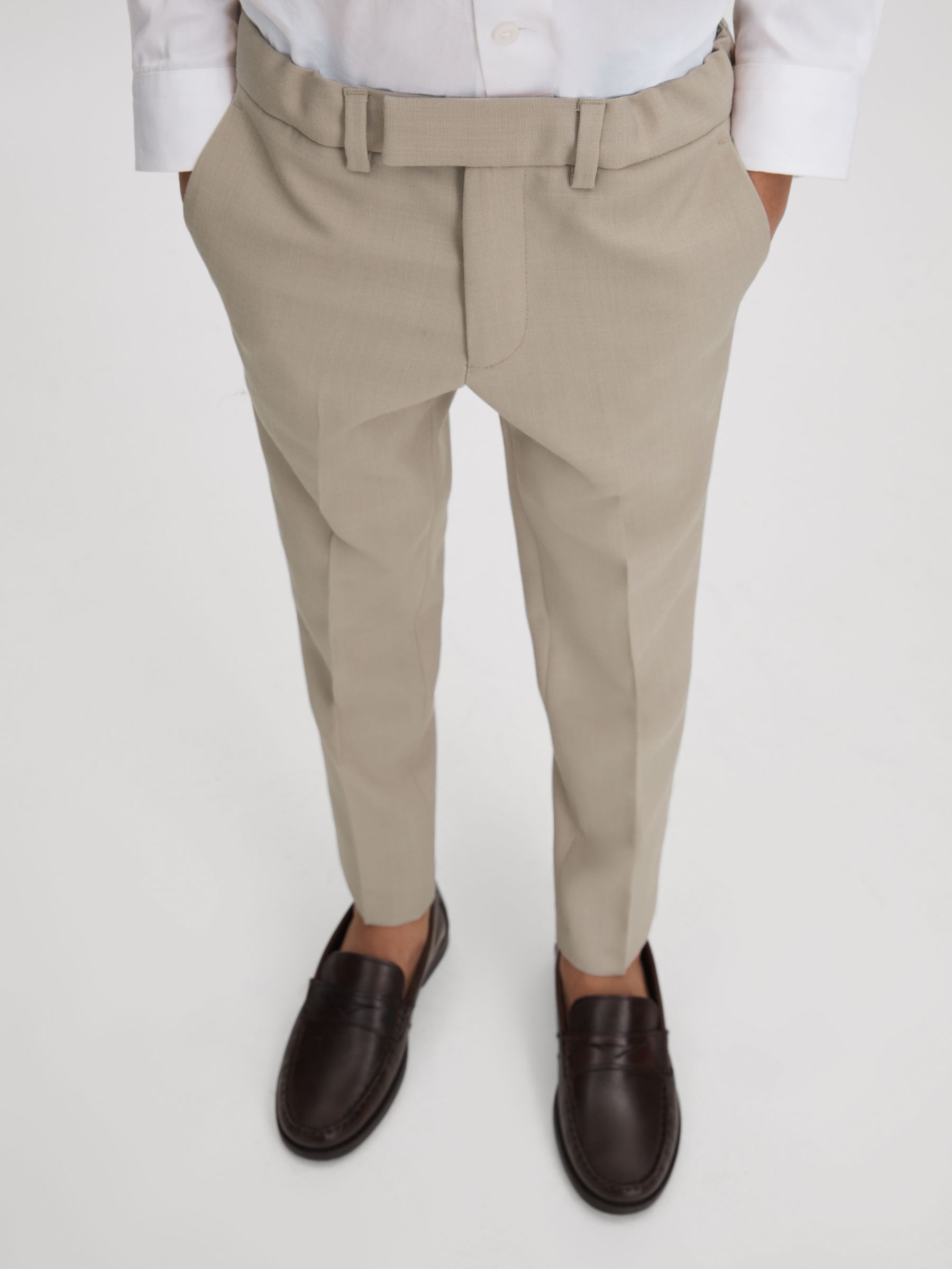 9-12 yrs Wool Side Adjusters Trousers in Stone - Image 1 of 4
