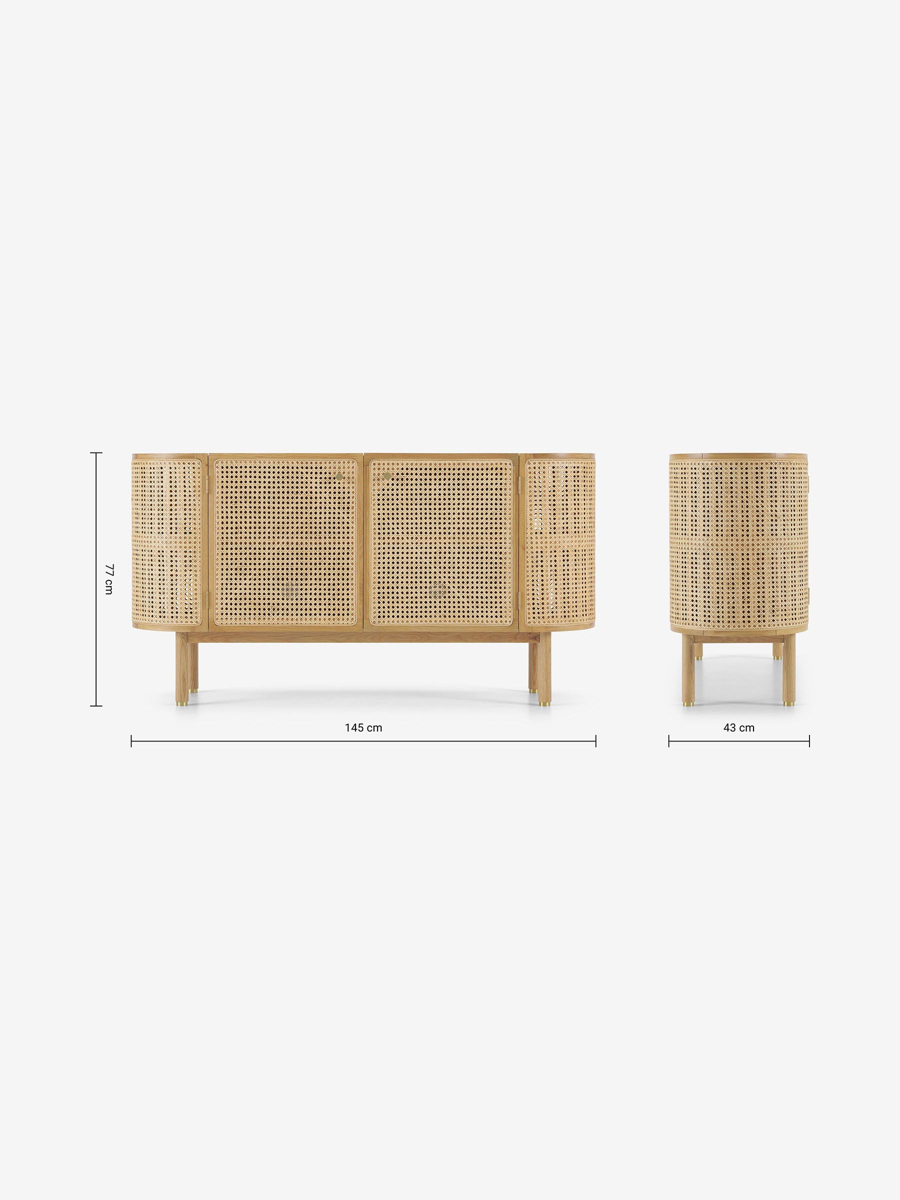 Ankhara Sideboard in Natural Oak and Rattan | Made
