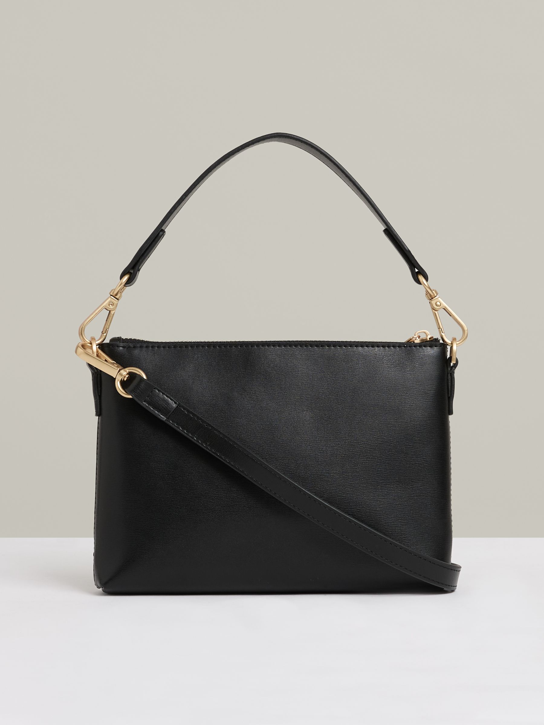 Leather Double Strap Pouch Bag in Black - Image 4 of 5