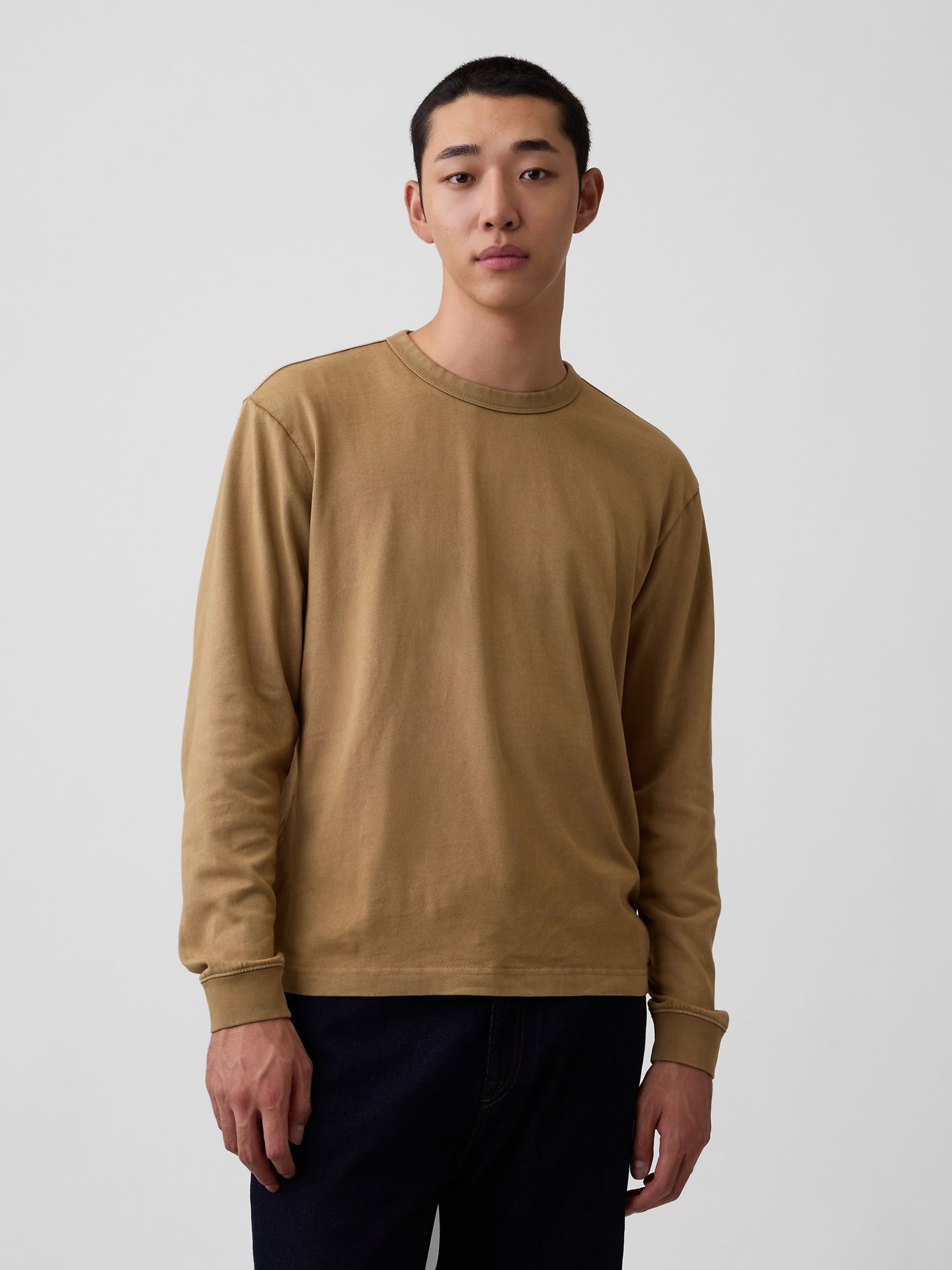 Tan Brown Heavyweight Relaxed Long Sleeve T-Shirt - Image 1 of 4